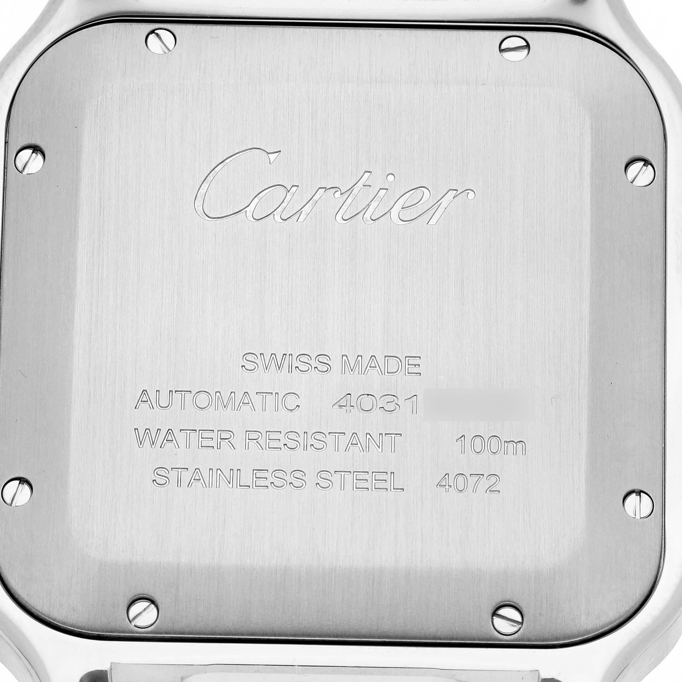 Men's Cartier Santos Large Silver Dial Steel Mens Watch WSSA0018 Box Card