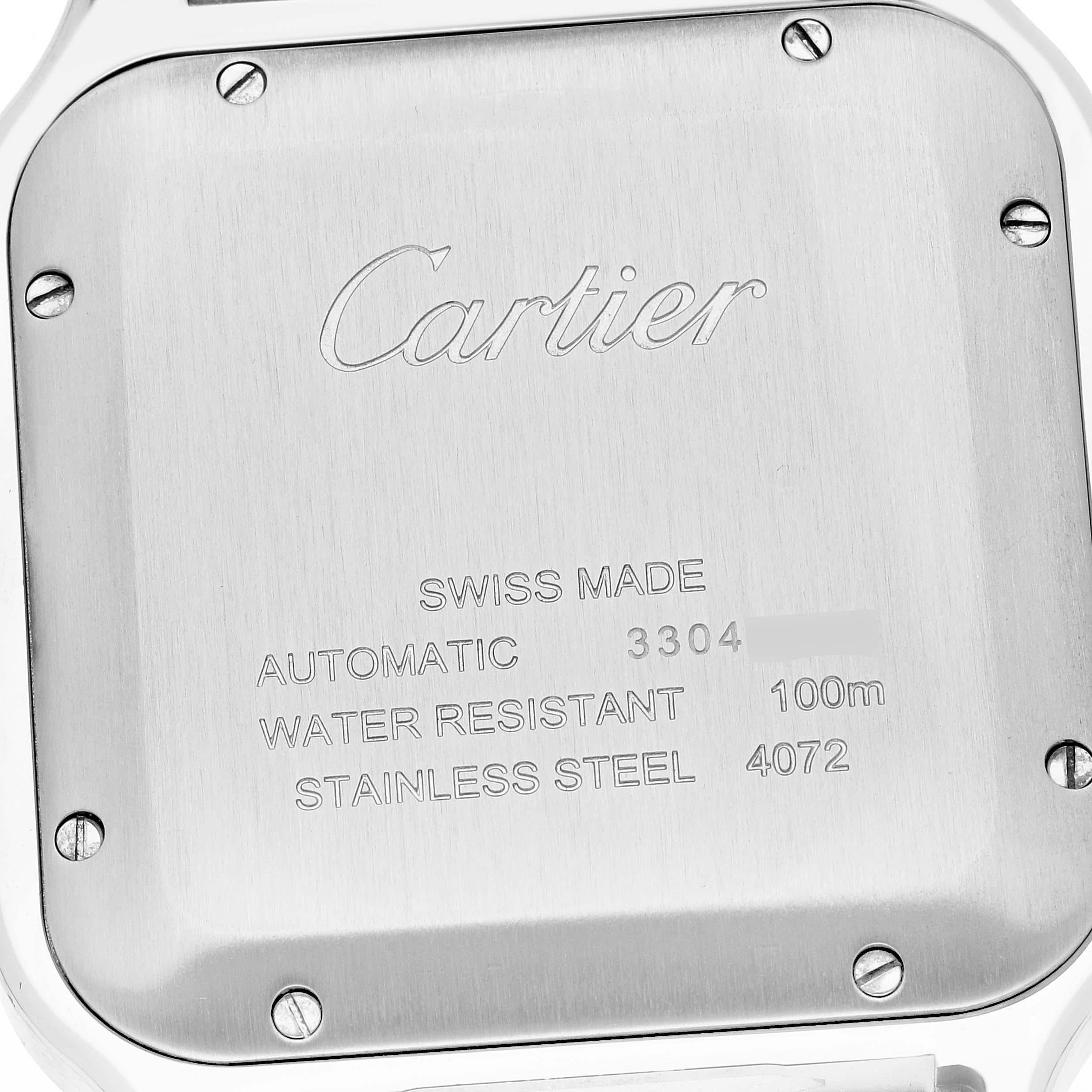 Cartier Santos Large Silver Dial Steel Mens Watch WSSA0018 Box Card 2