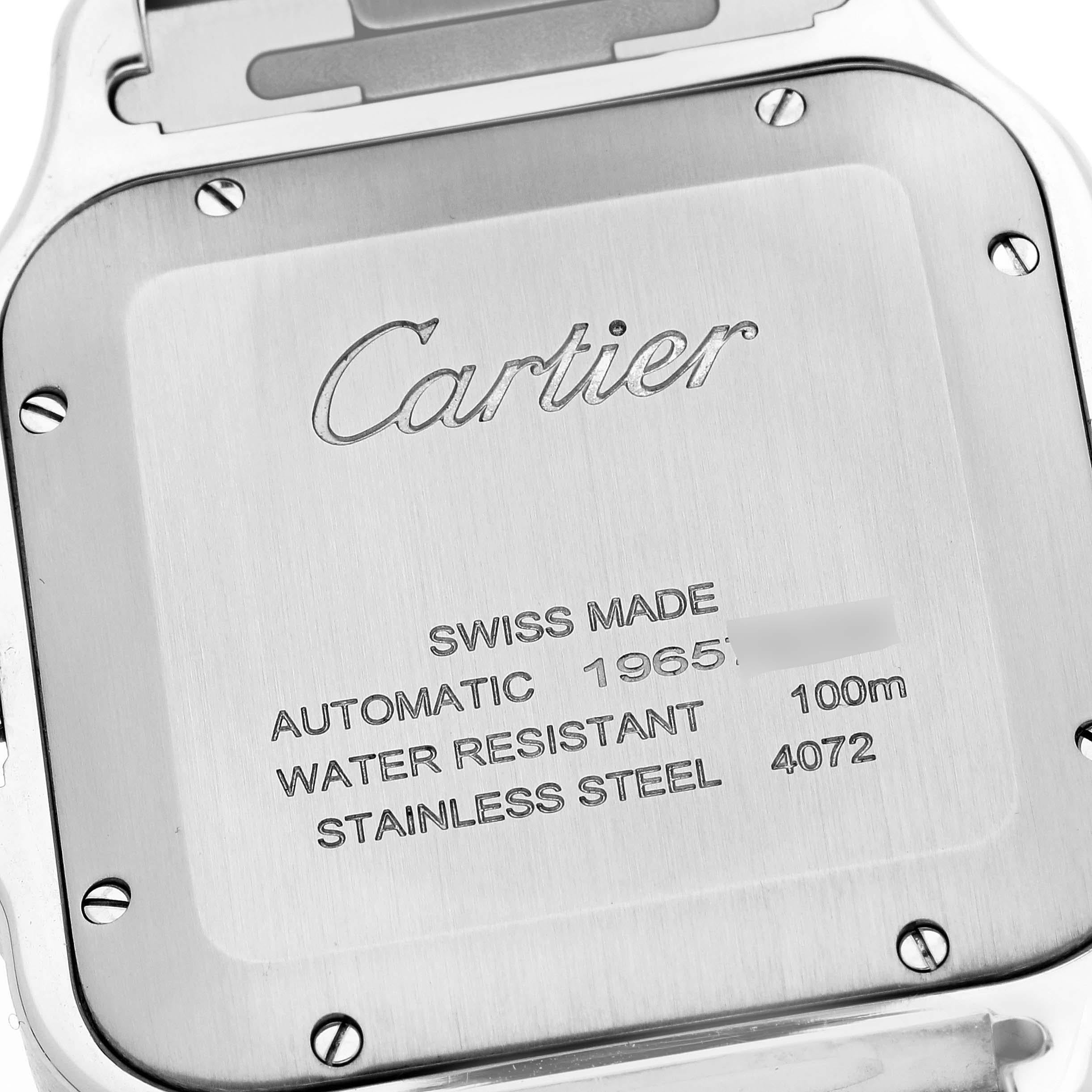 Cartier Santos Large Stainless Steel PVD Silver Dial Mens Watch WSSA0047 Unworn In Excellent Condition In Atlanta, GA