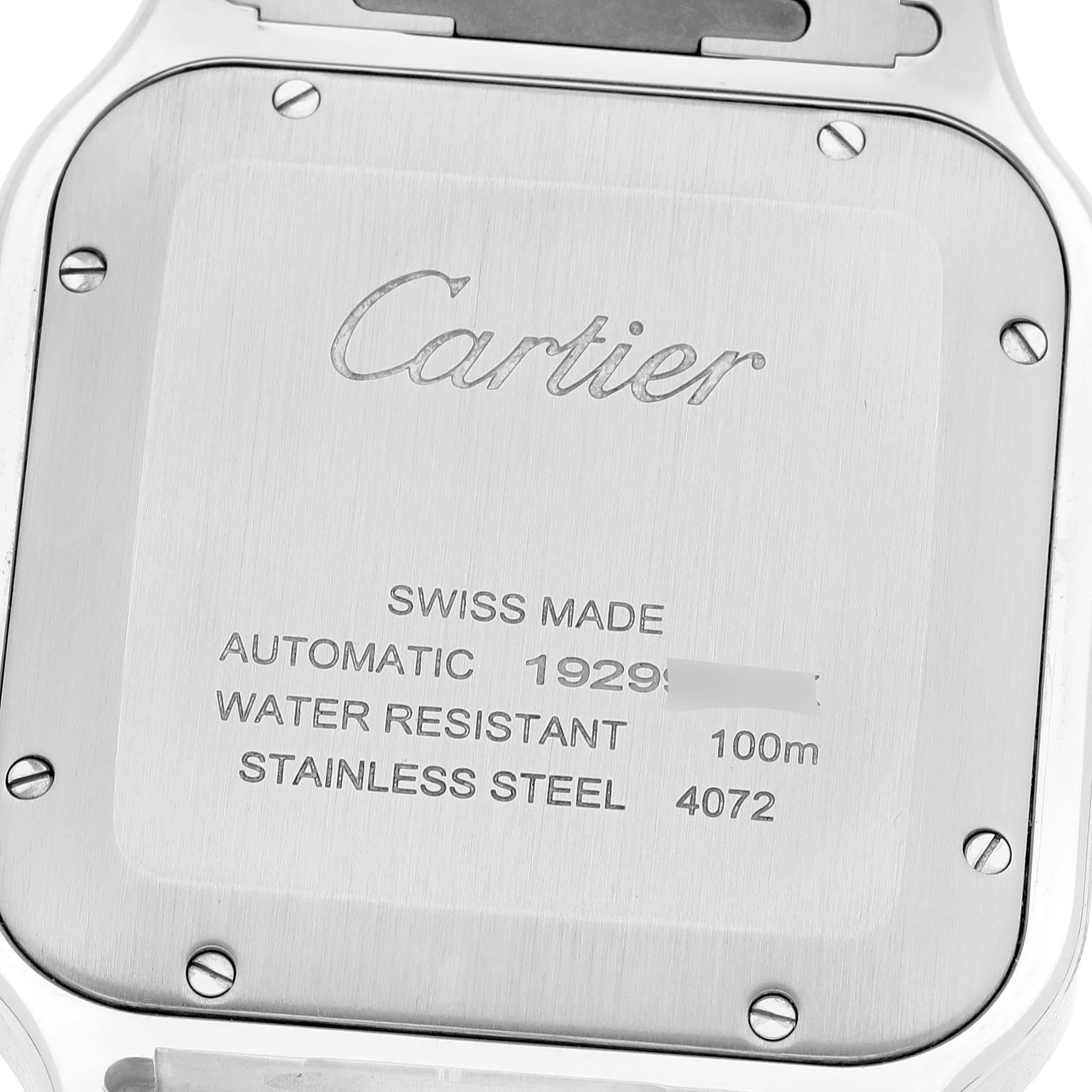 Cartier Santos Large Stainless Steel PVD Silver Dial Mens Watch WSSA0047 Unworn 2