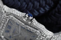 Cartier Santos Large Stainless Steel Watch with Custom Diamonds WSSA0018