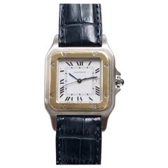 Cartier Santos Large Steel and 18k Gold Automatic Wrist Watch