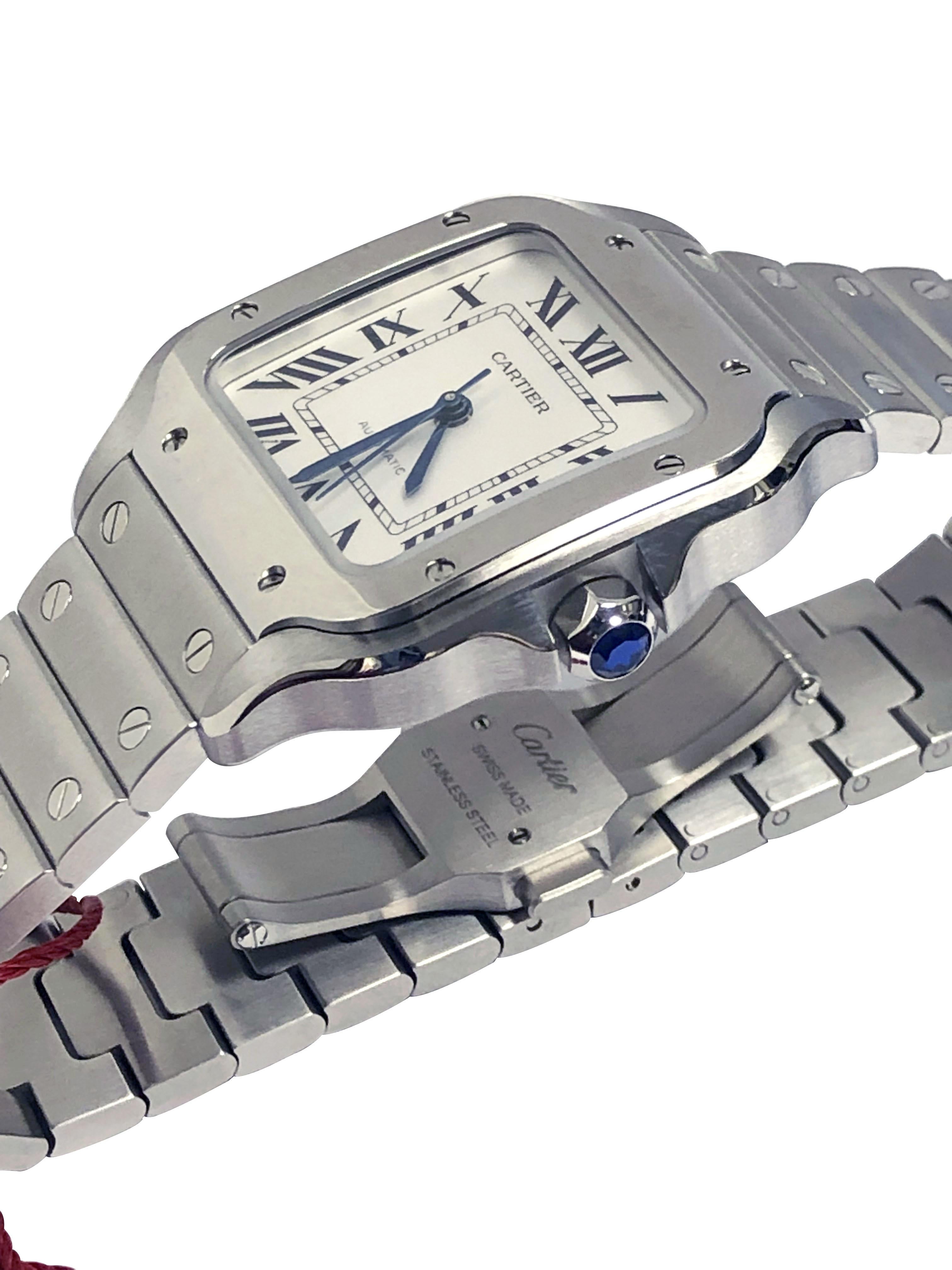 Cartier Santos, grande montre-bracelet automatique en acier Unisexe en vente