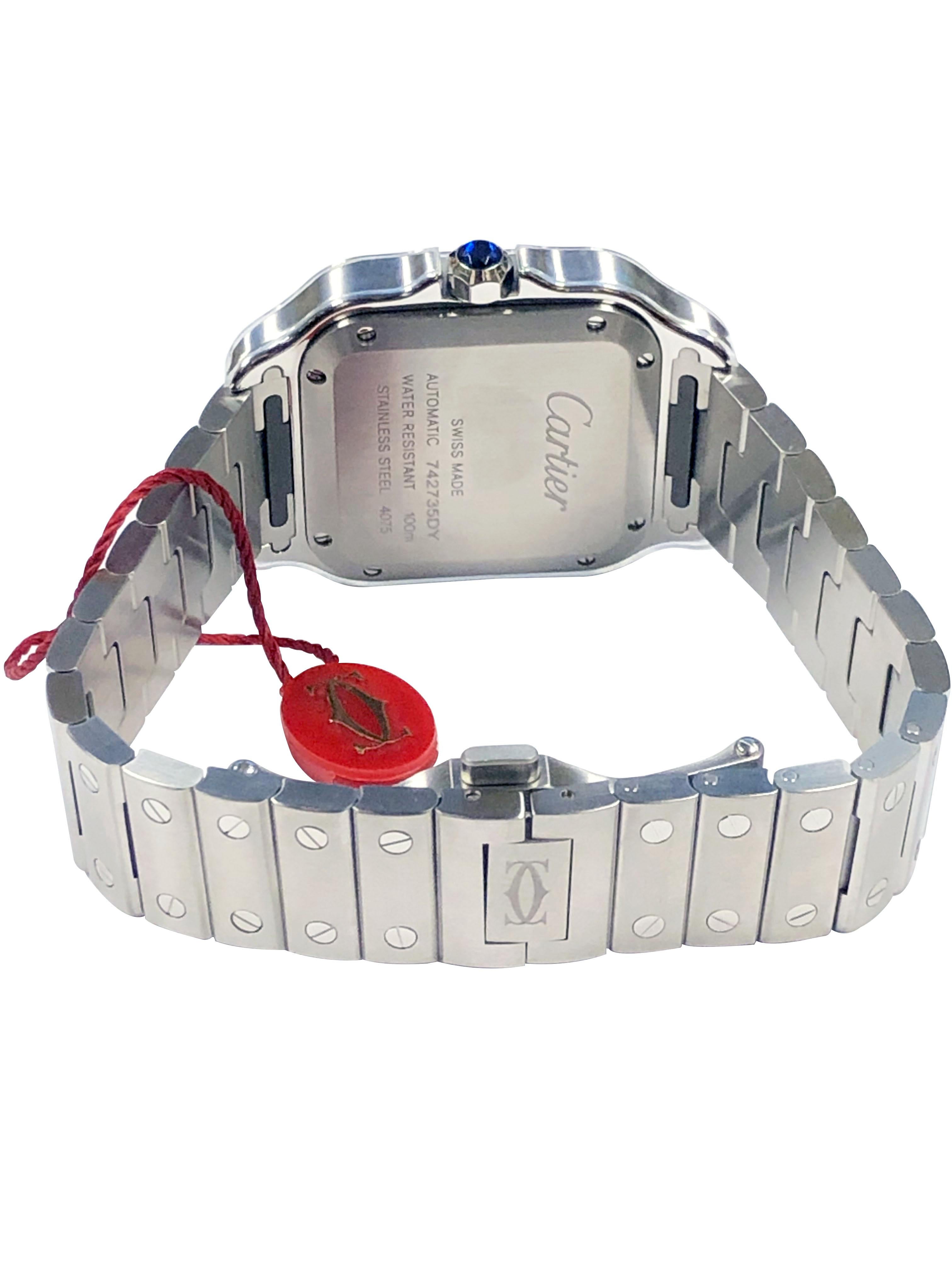 Cartier Santos Große Automatik-Armbanduhr aus Stahl im Angebot 2