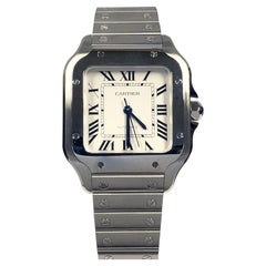 Cartier Santos Große Automatik-Armbanduhr aus Stahl