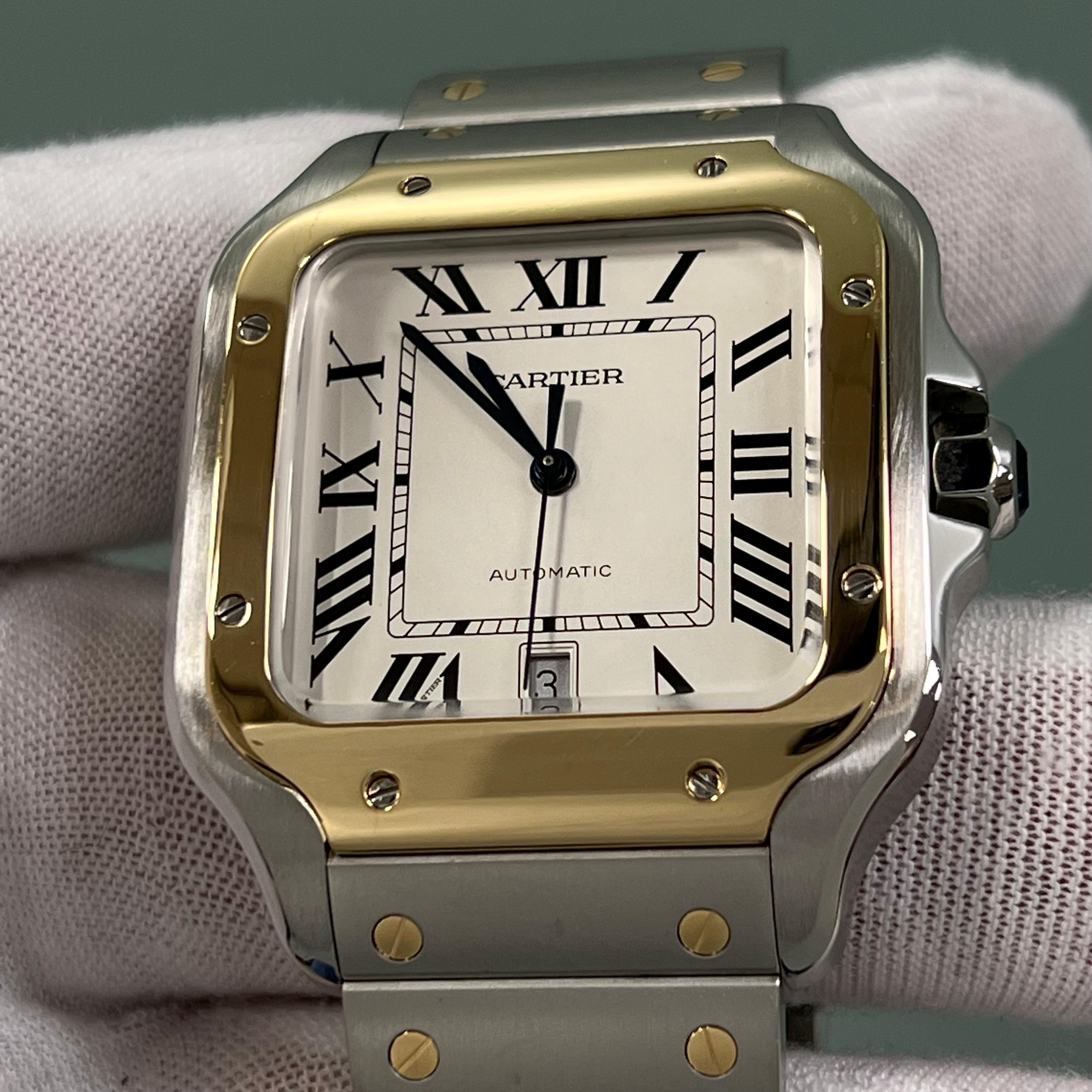 Cartier Santos Large W2SA0009 Ref 4072 18K Yellow Gold Steel Box Paper 7