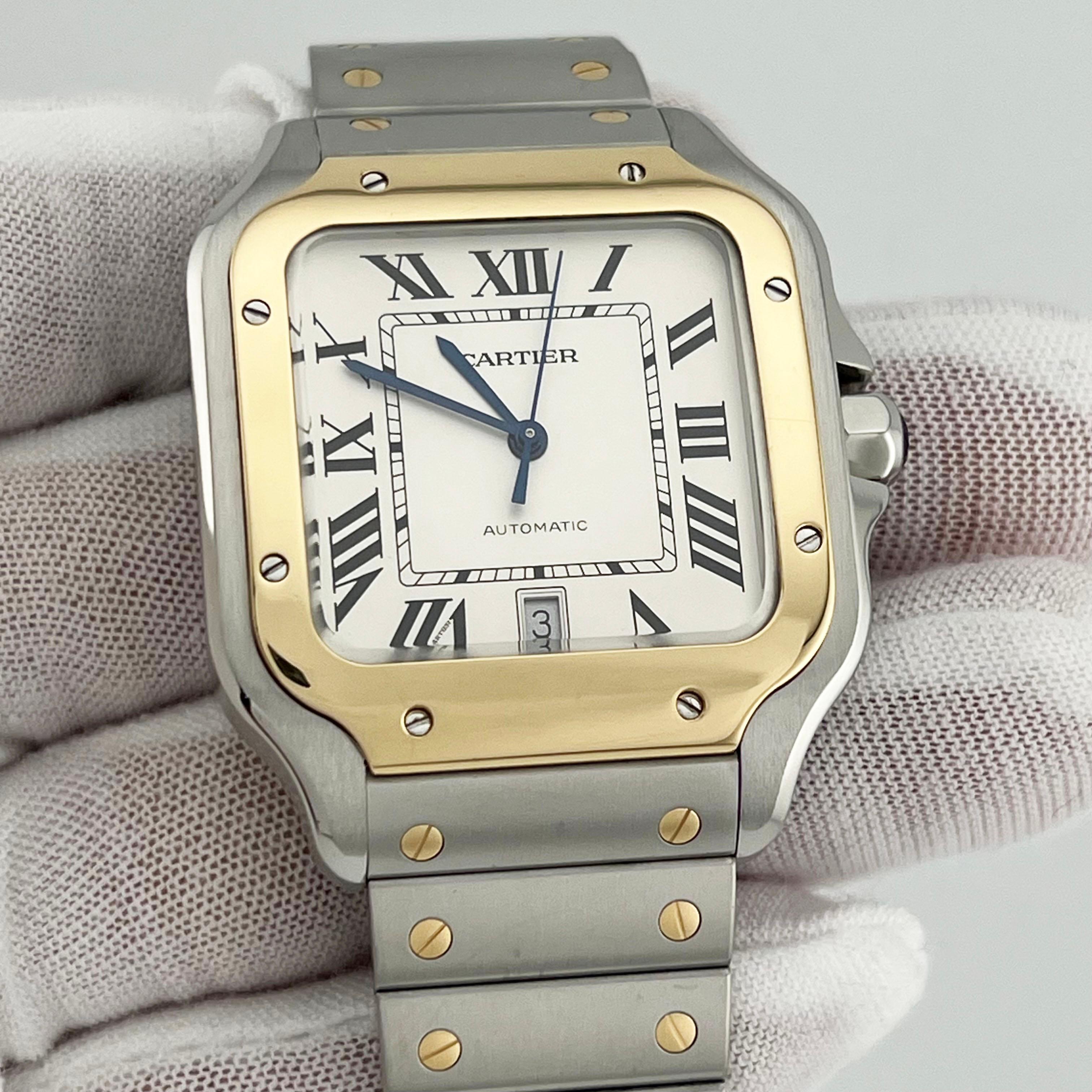 Men's Cartier Santos Large W2SA0009 Ref 4072 18K Yellow Gold Steel Box Paper