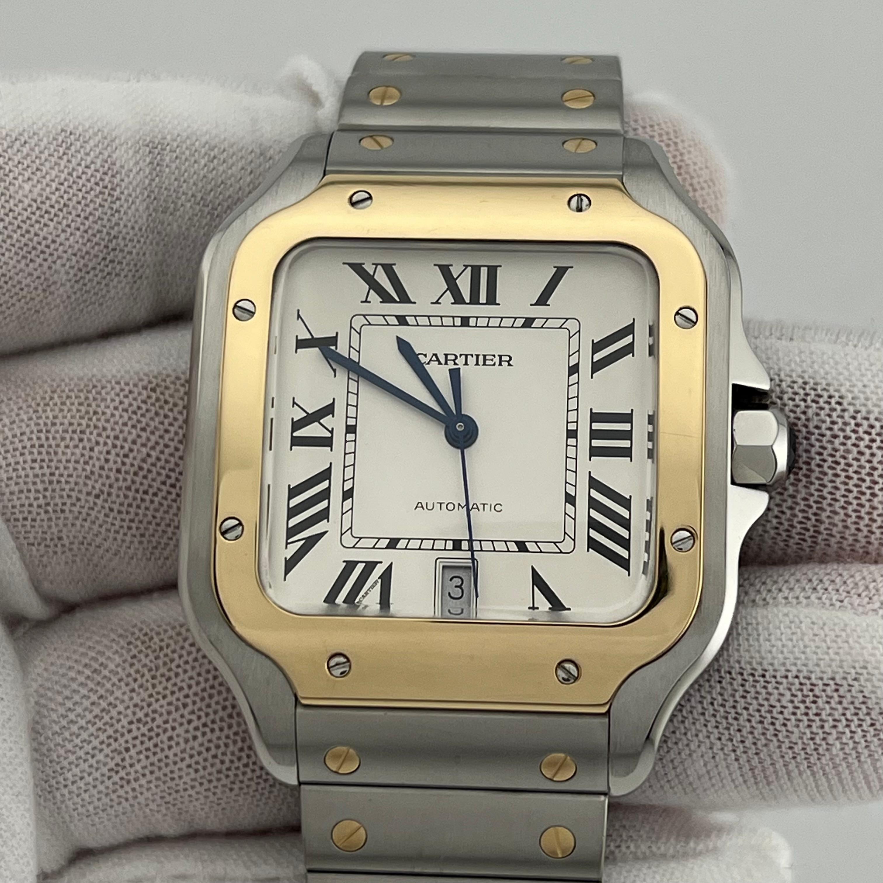 Cartier Santos Large W2SA0009 Ref 4072 18K Yellow Gold Steel Box Paper 1