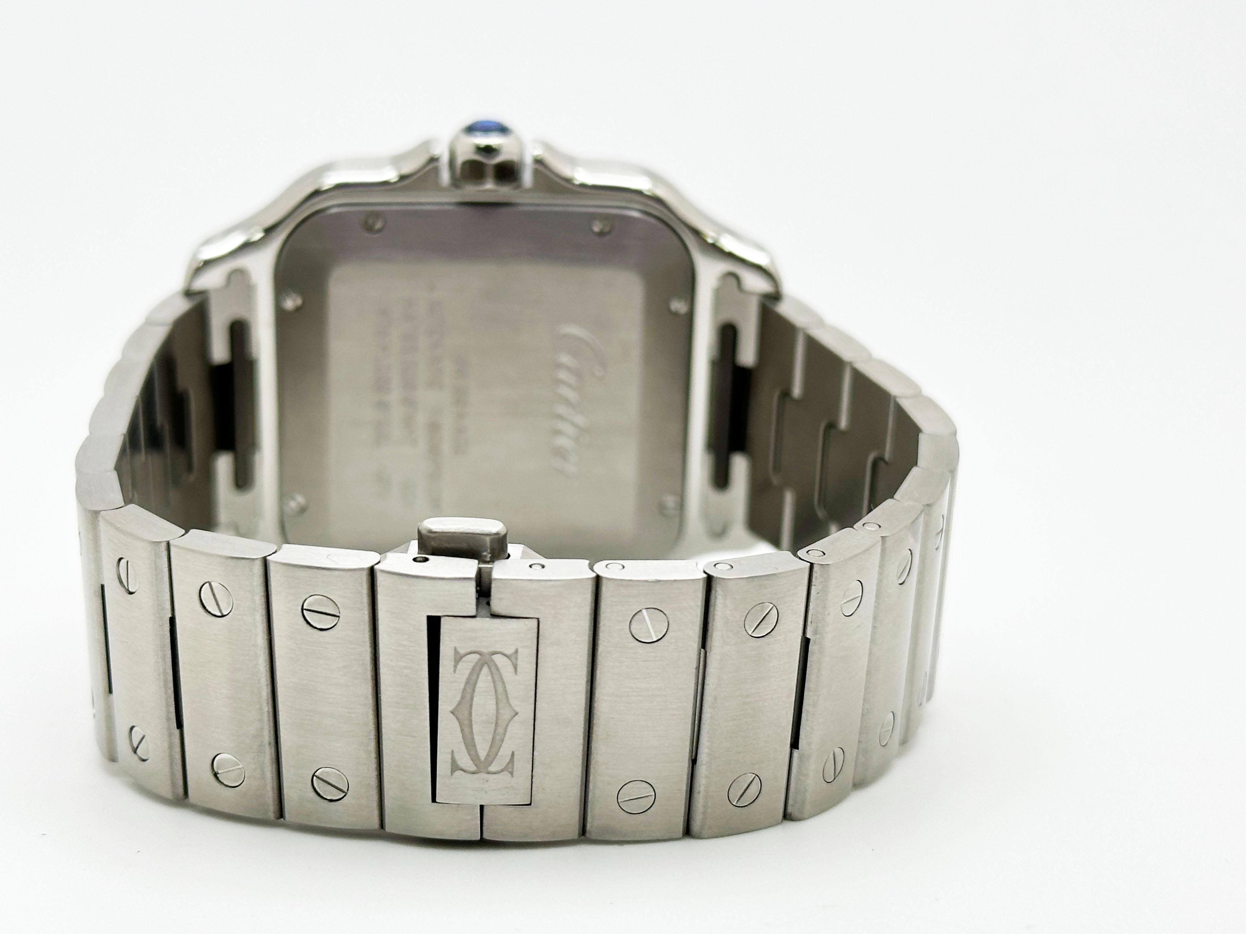 Cartier Santos Large WSSA0018 Ref 4072 Silver Dial Stainless Steel Box Paper In Excellent Condition In San Diego, CA