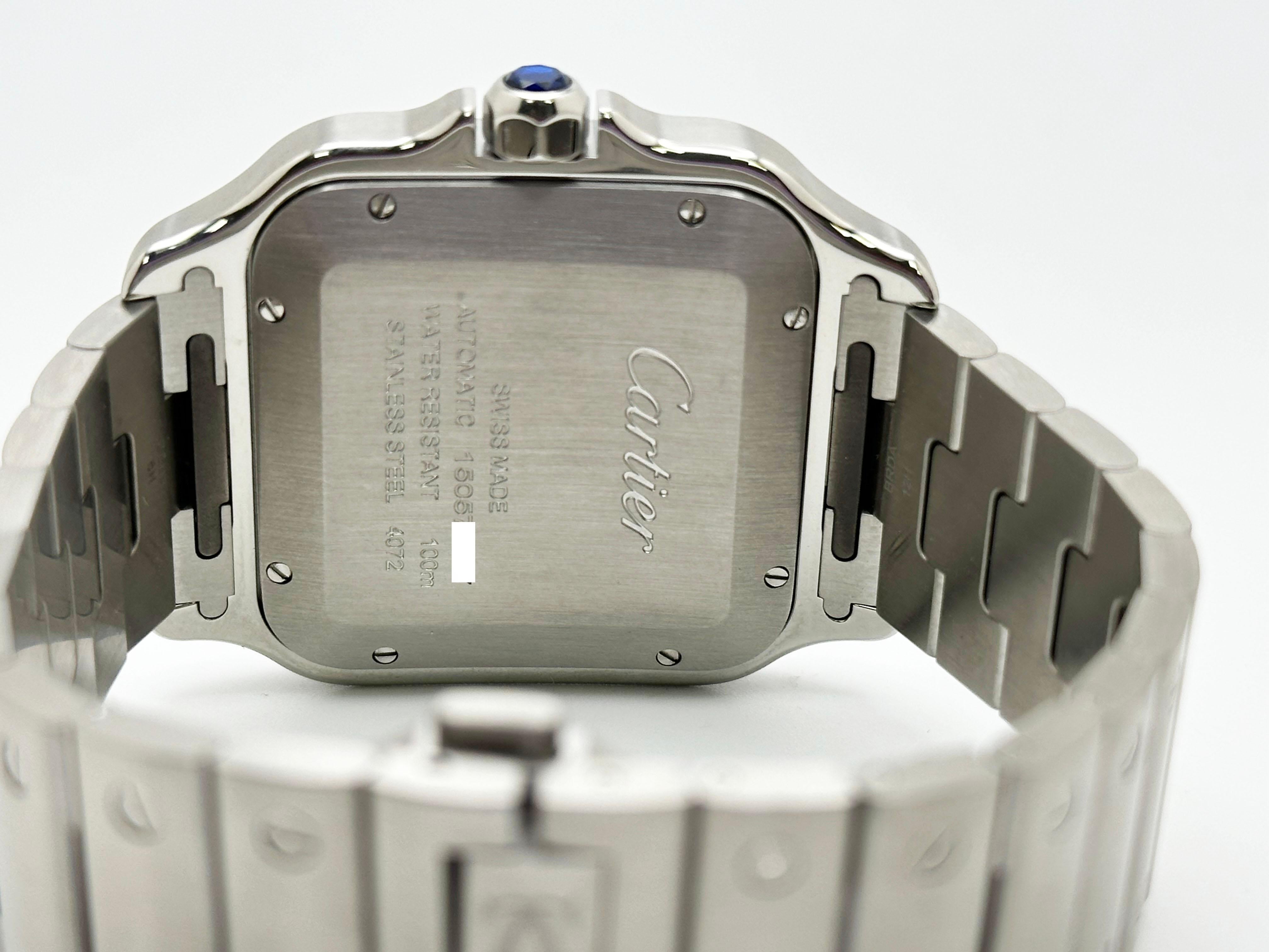 Men's Cartier Santos Large WSSA0018 Ref 4072 Silver Dial Stainless Steel Box Paper