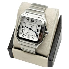 Cartier Santos Large WSSA0018 Ref 4072 Silver Dial Stainless Steel Box Paper
