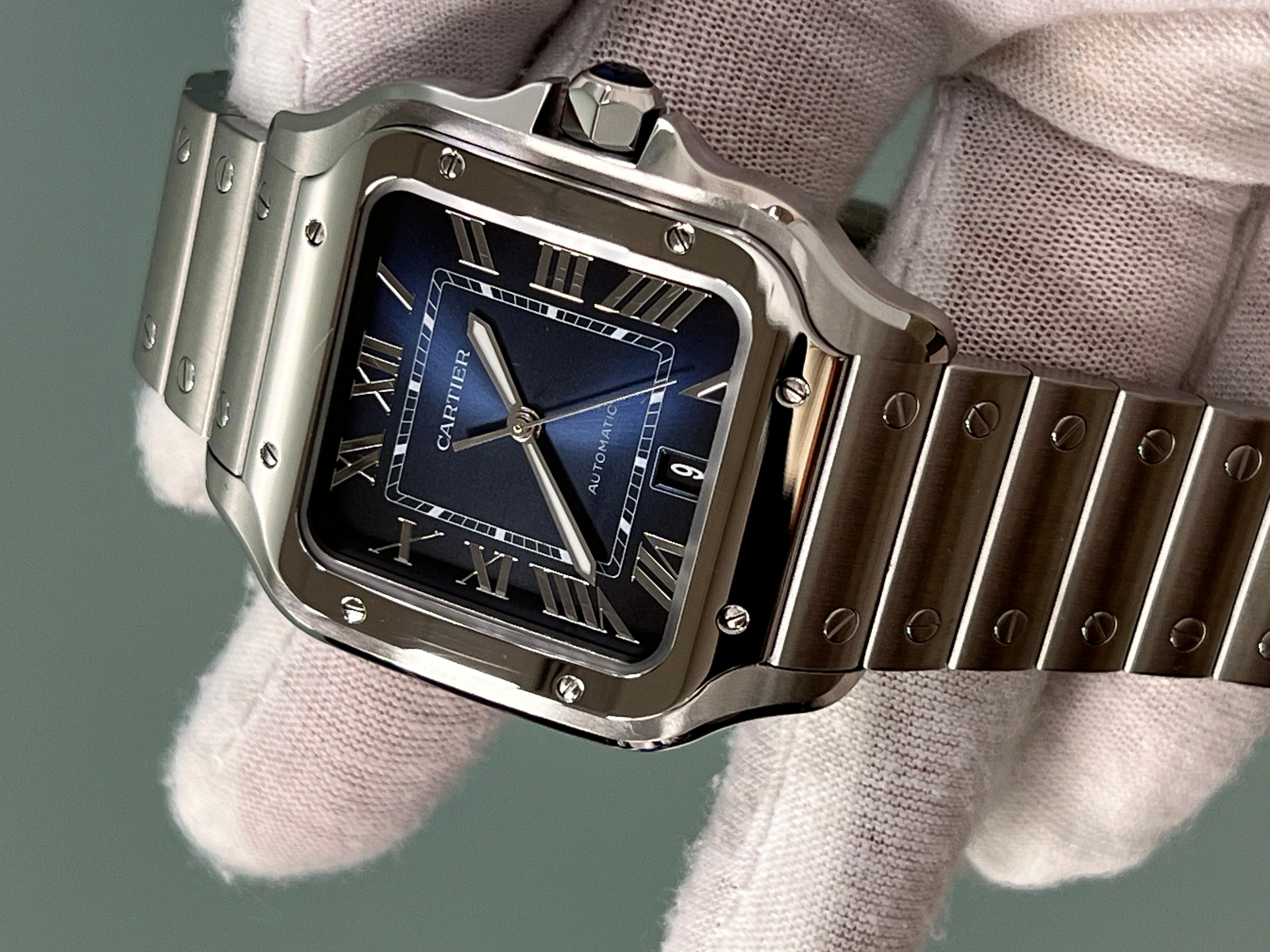 Cartier Santos Large WSSA0030 4072 Blue Dial Stainless Steel Box Paper 2022 6