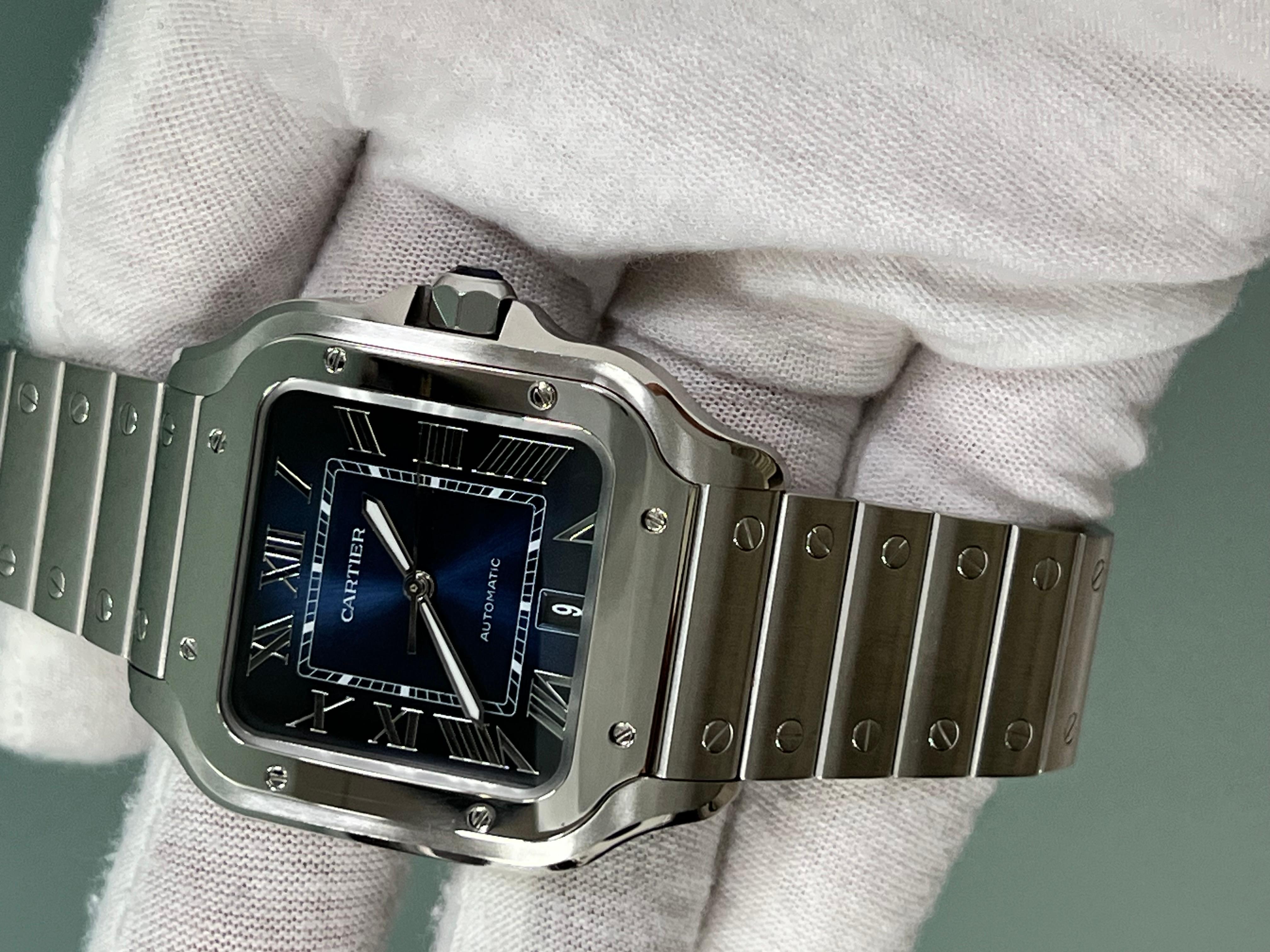 Cartier Santos Large WSSA0030 4072 Blue Dial Stainless Steel Box Paper 2022 7