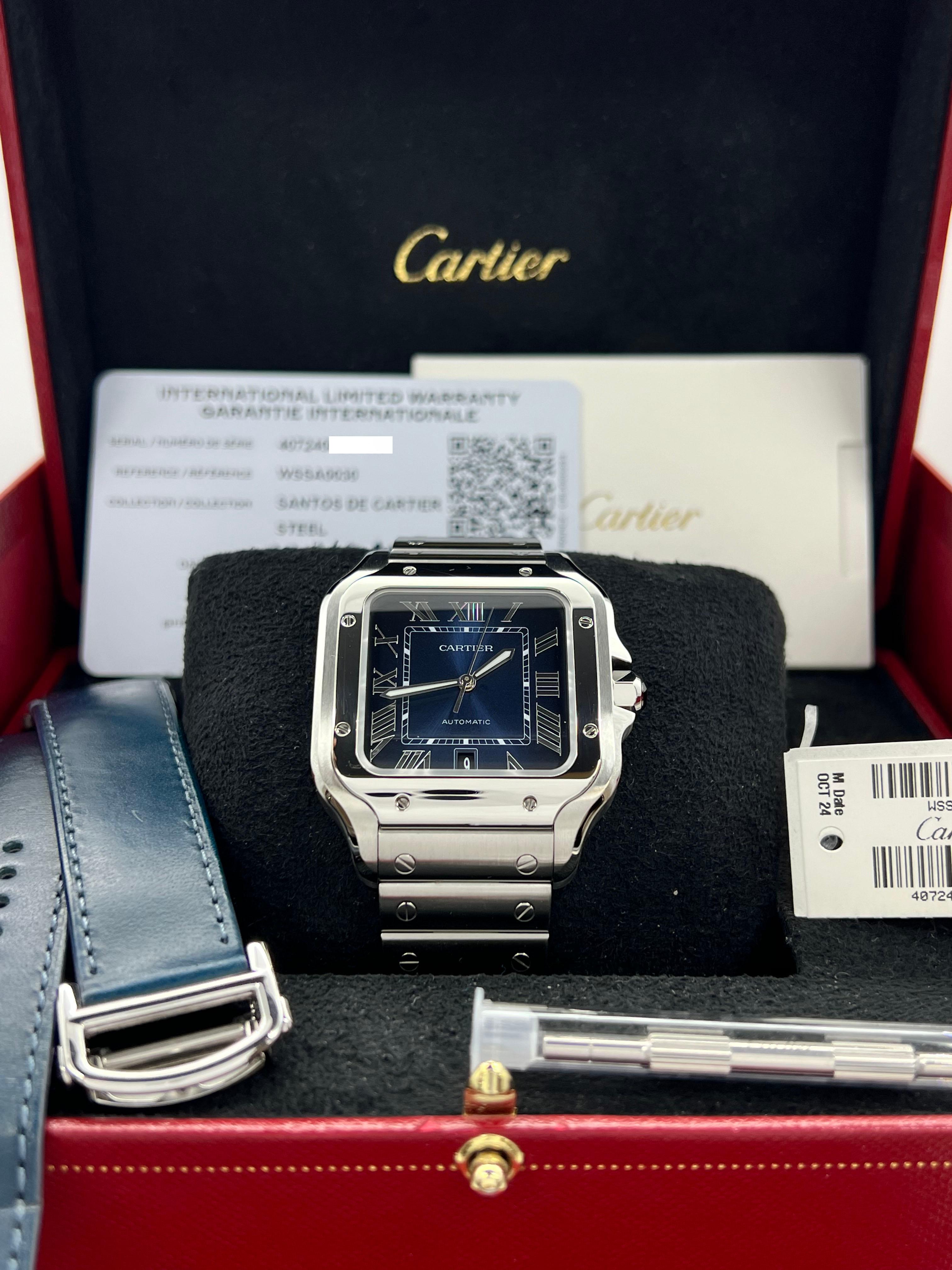 Cartier Santos Large WSSA0030 4072 Blue Dial Stainless Steel Box Paper 2022 8