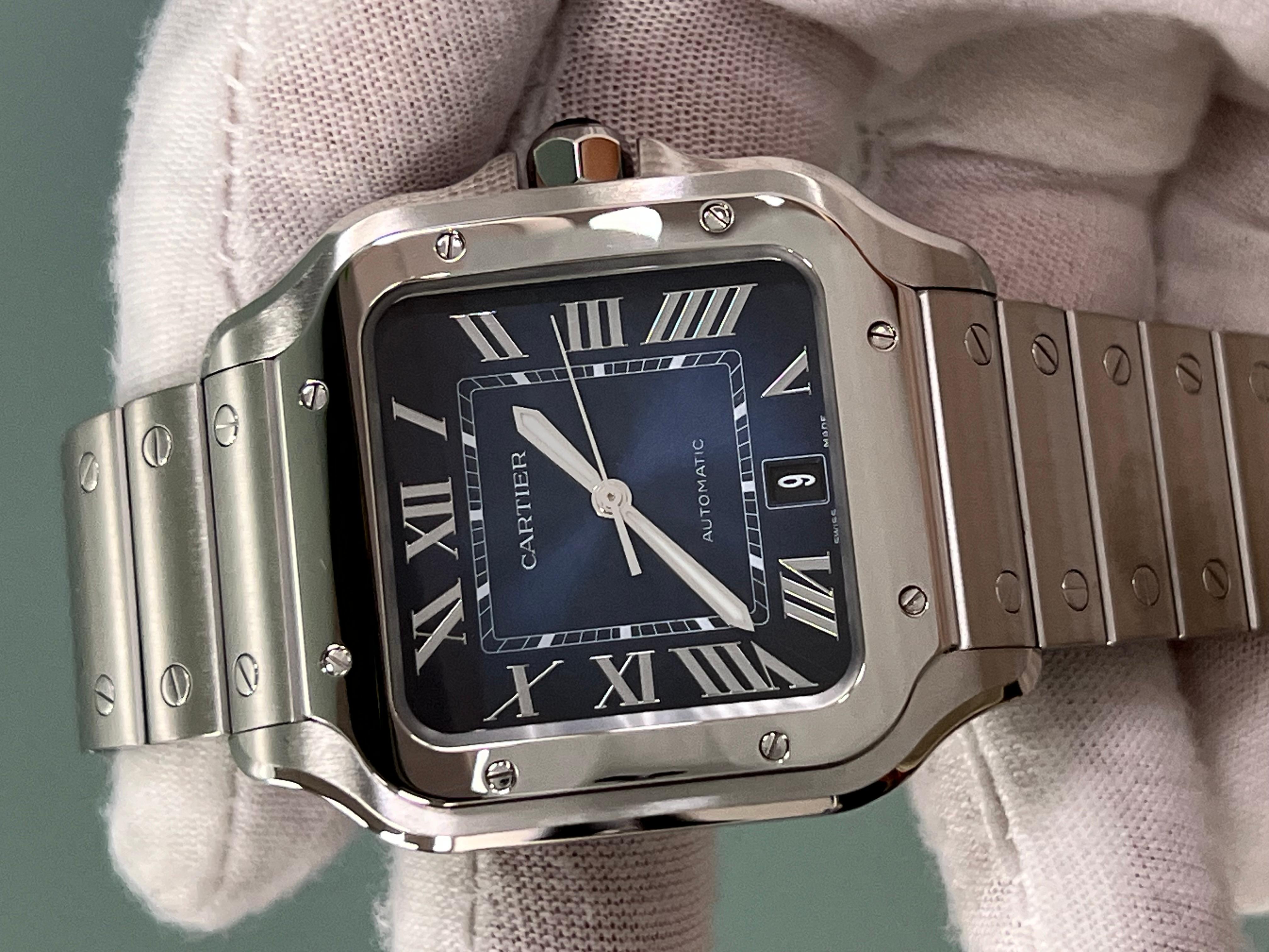 Cartier Santos Large WSSA0030 4072 Blue Dial Stainless Steel Box Paper 2022 5