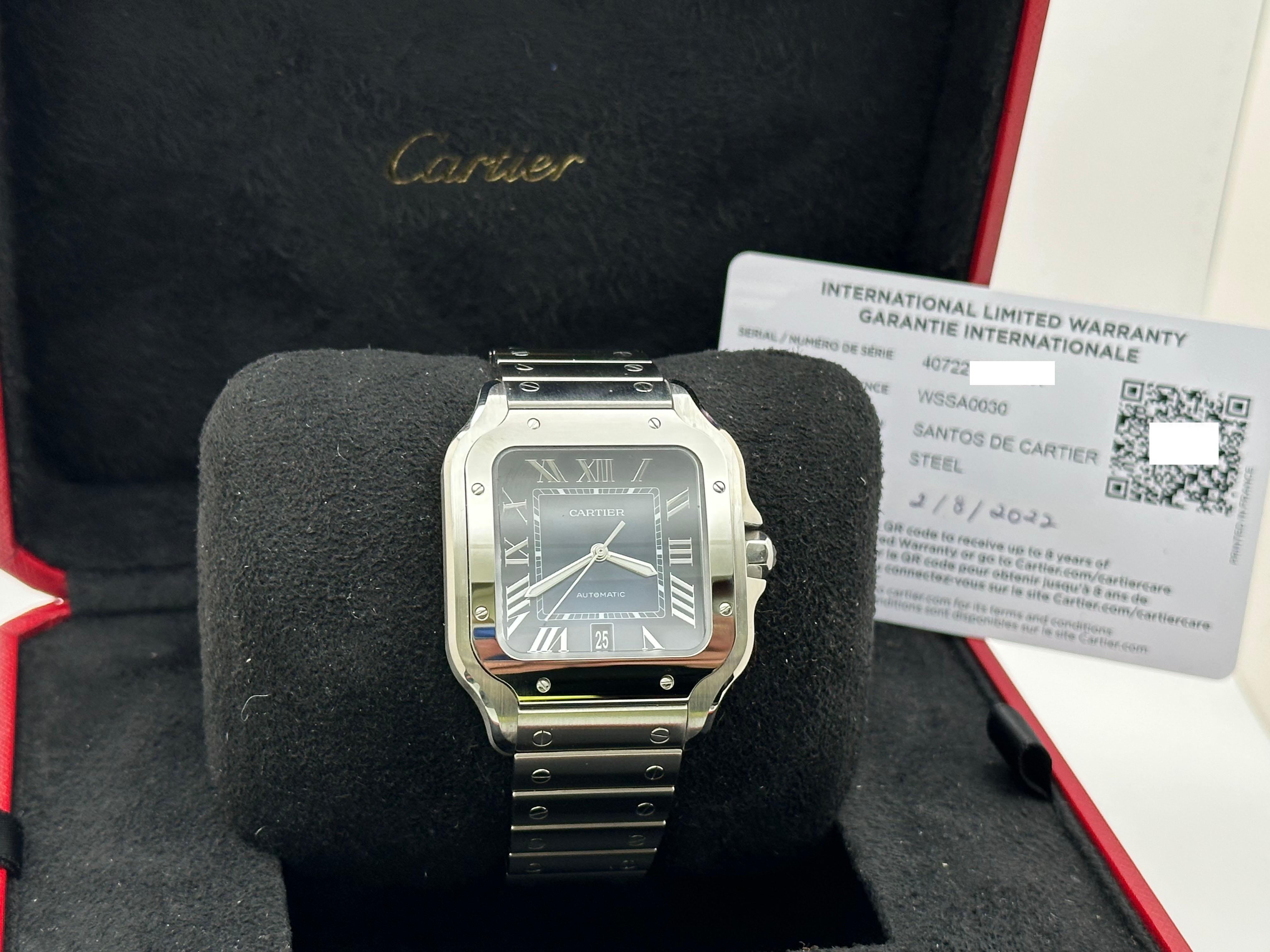 Style Number: WSSA0030 / Ref 4072



Year: 2022

 

Model: Cartier Santos Large

 

Case Material: Stainless Steel 

 

Band: Stainless Steel 

 

Bezel: Stainless Steel 

 

Dial: Blue 

 

Face: Sapphire Crystal 

 

Case Size: 39.8mm 

