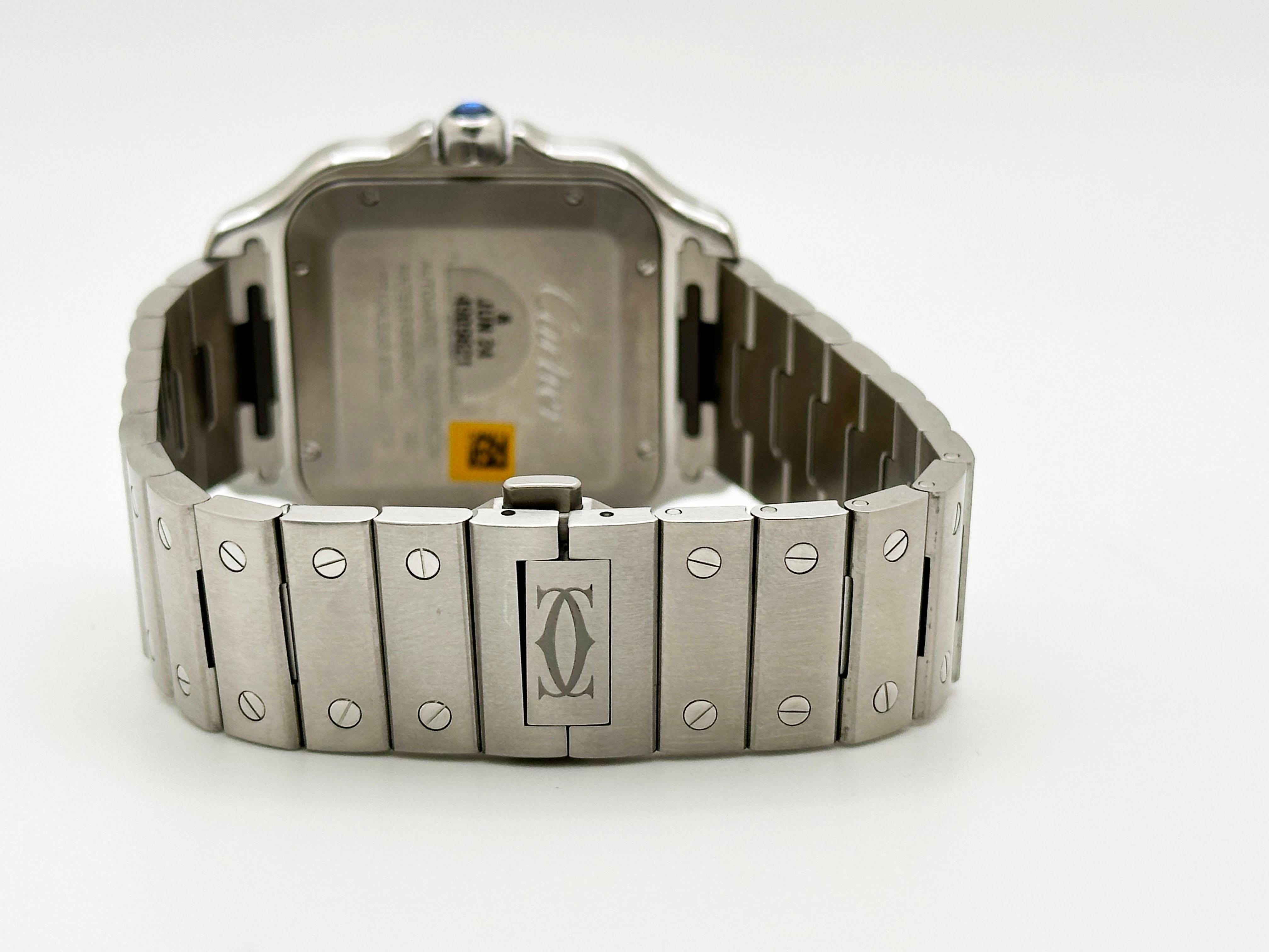 Cartier Santos Large WSSA0030 Ref 4072 Blue Dial Stainless Steel Box Paper 2022 in vendita 2