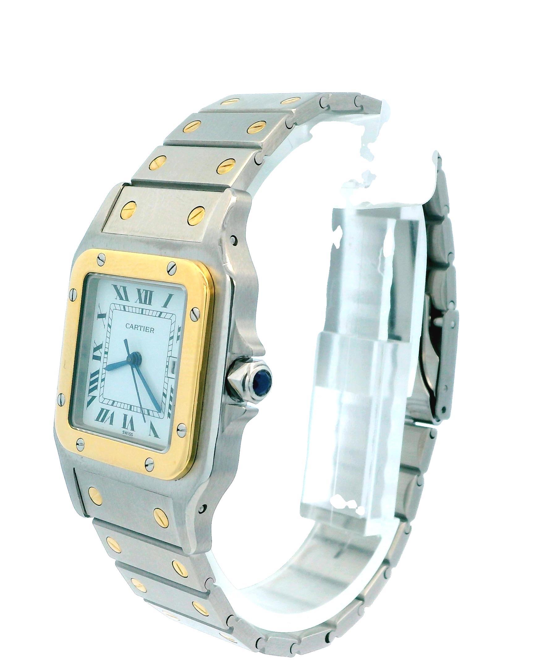 Cartier Santos De Cartier 18K Yellow Gold & Stainless Steel Watch In Excellent Condition In Great Neck Plaza, NY