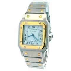 Montre Cartier Santos De Cartier en or jaune 18 carats et acier inoxydable