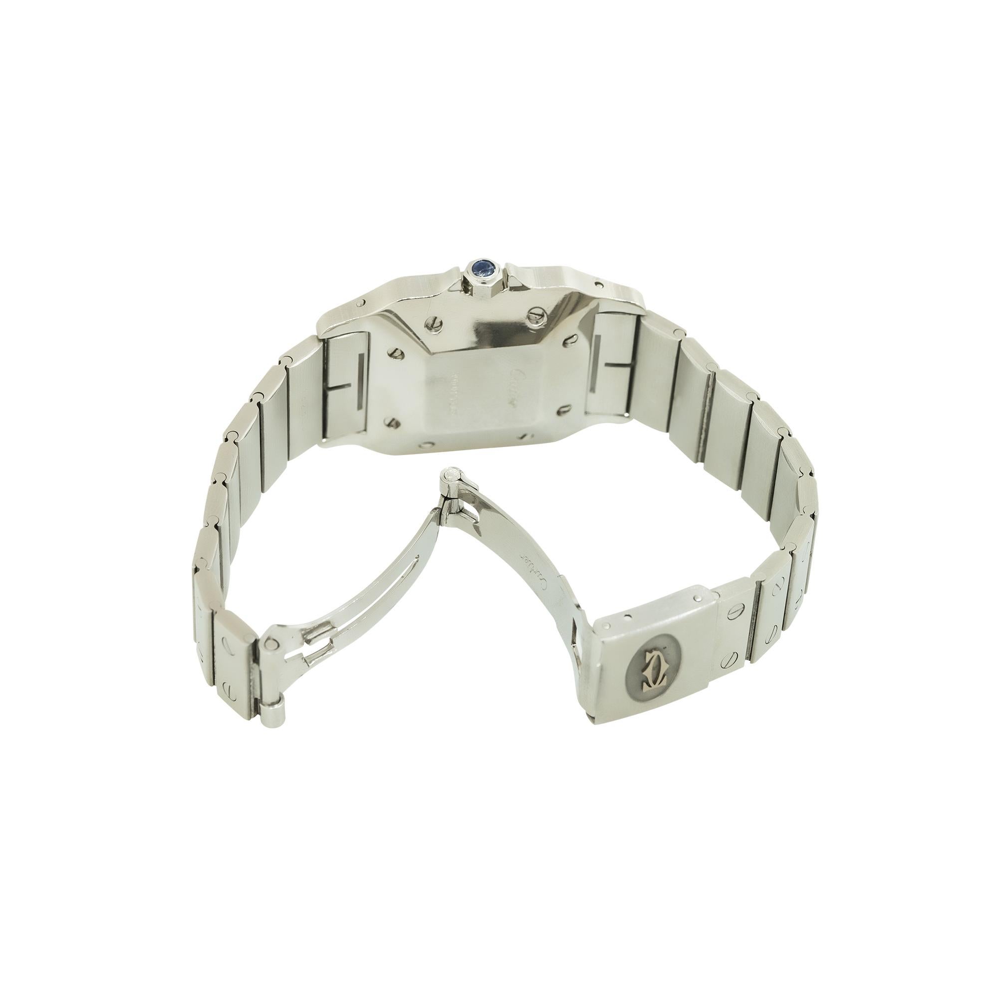 Cartier Santos Medium Model Silver Stainless Steel Watch In Stock In Excellent Condition In Boca Raton, FL