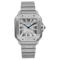Cartier Santos Medium Silver Opaline Dial Steel Automatic Men Watch WSSA0029