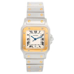 Cartier Santos Montre à quartz en acier et or 2 tons pour hommes W20011C4