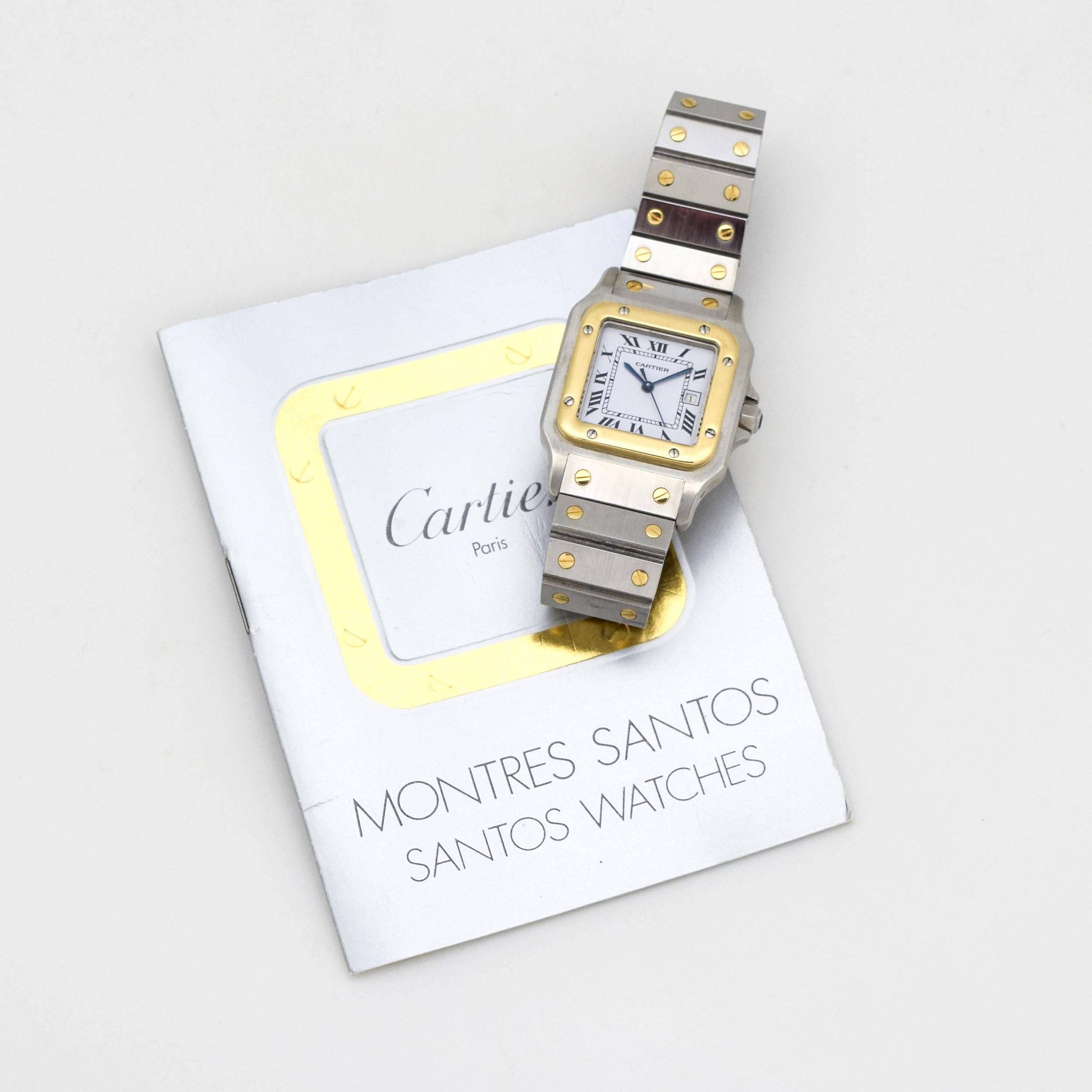 Cartier Santos Men's Sized 18 Karat Yellow Gold and Stainless Steel Watch, 1990s 7