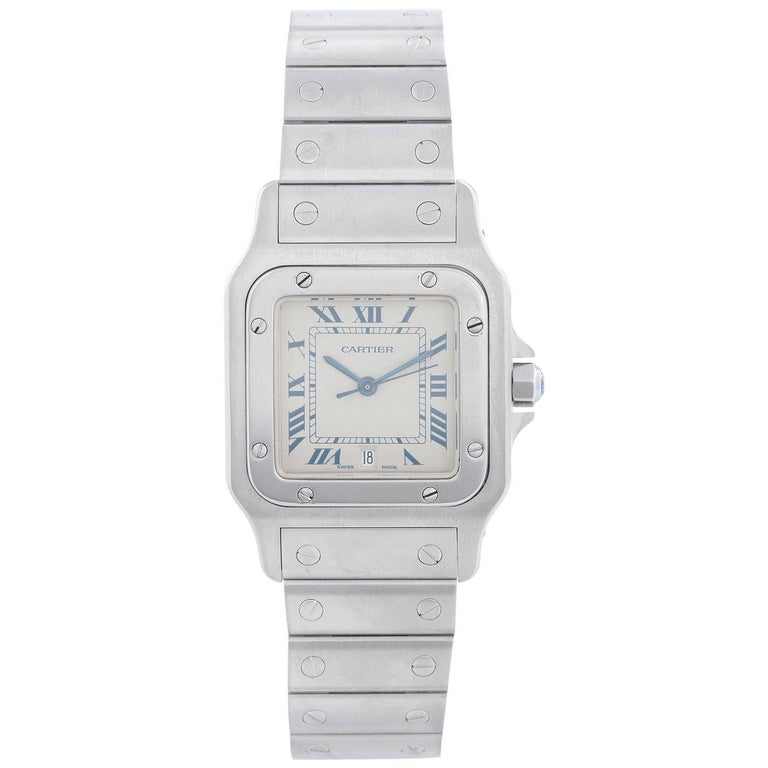 Cartier Santos Men's Stainless Steel Quartz Watch with Date at 1stDibs