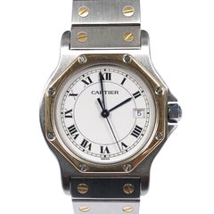 Cartier Santos Mid Size Steel and Gold Quartz Wristwatch