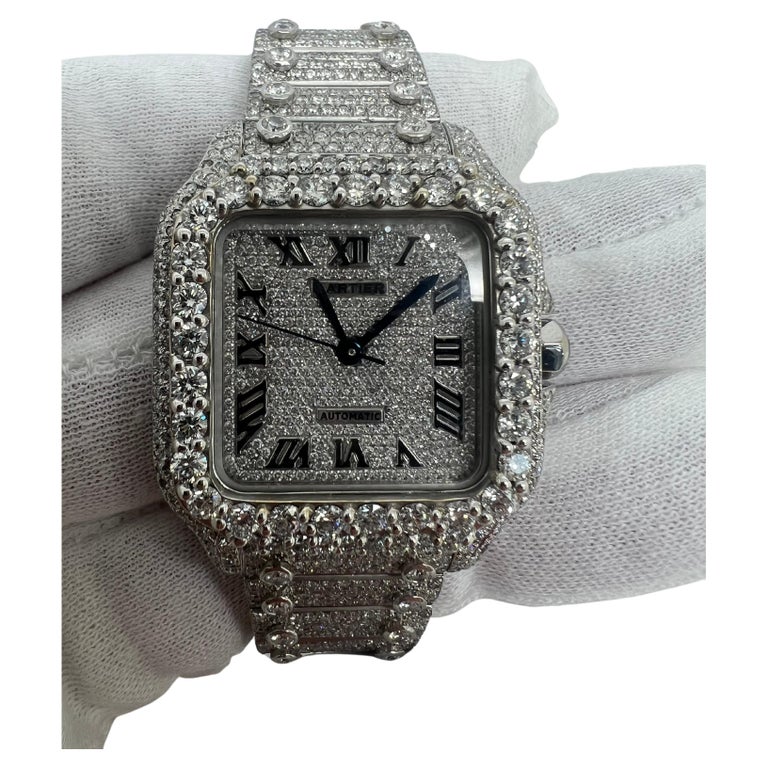Cartier Santos Midsize Diamond Watch For Sale