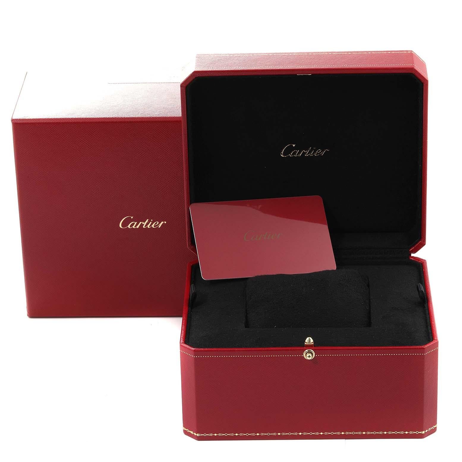 Men's Cartier Santos Midsize Rose Gold Blue Strap Mens Watch WGSA0012 Box Card For Sale