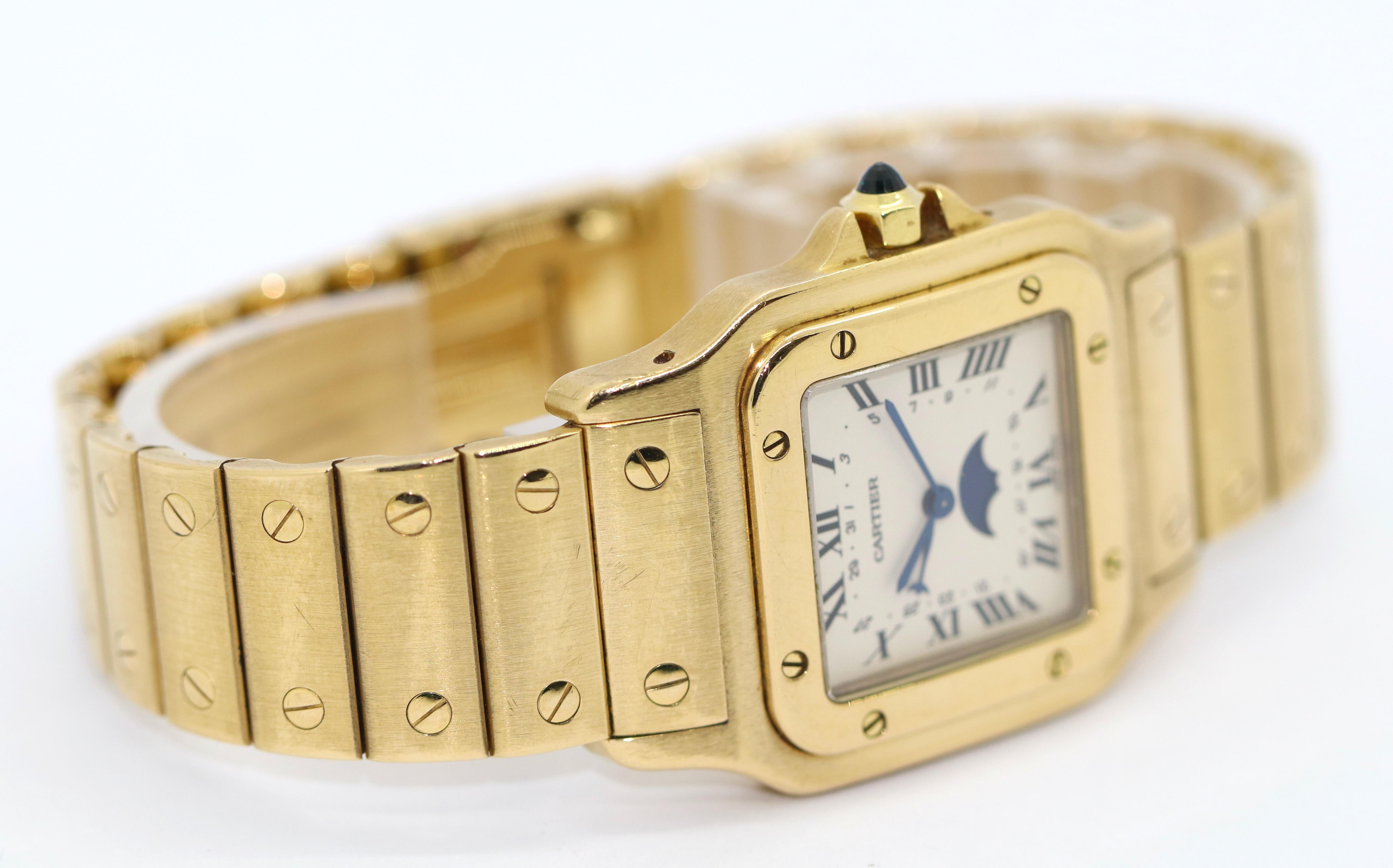 Women's Cartier Santos Moonphase and Date, 18 Karat Gold