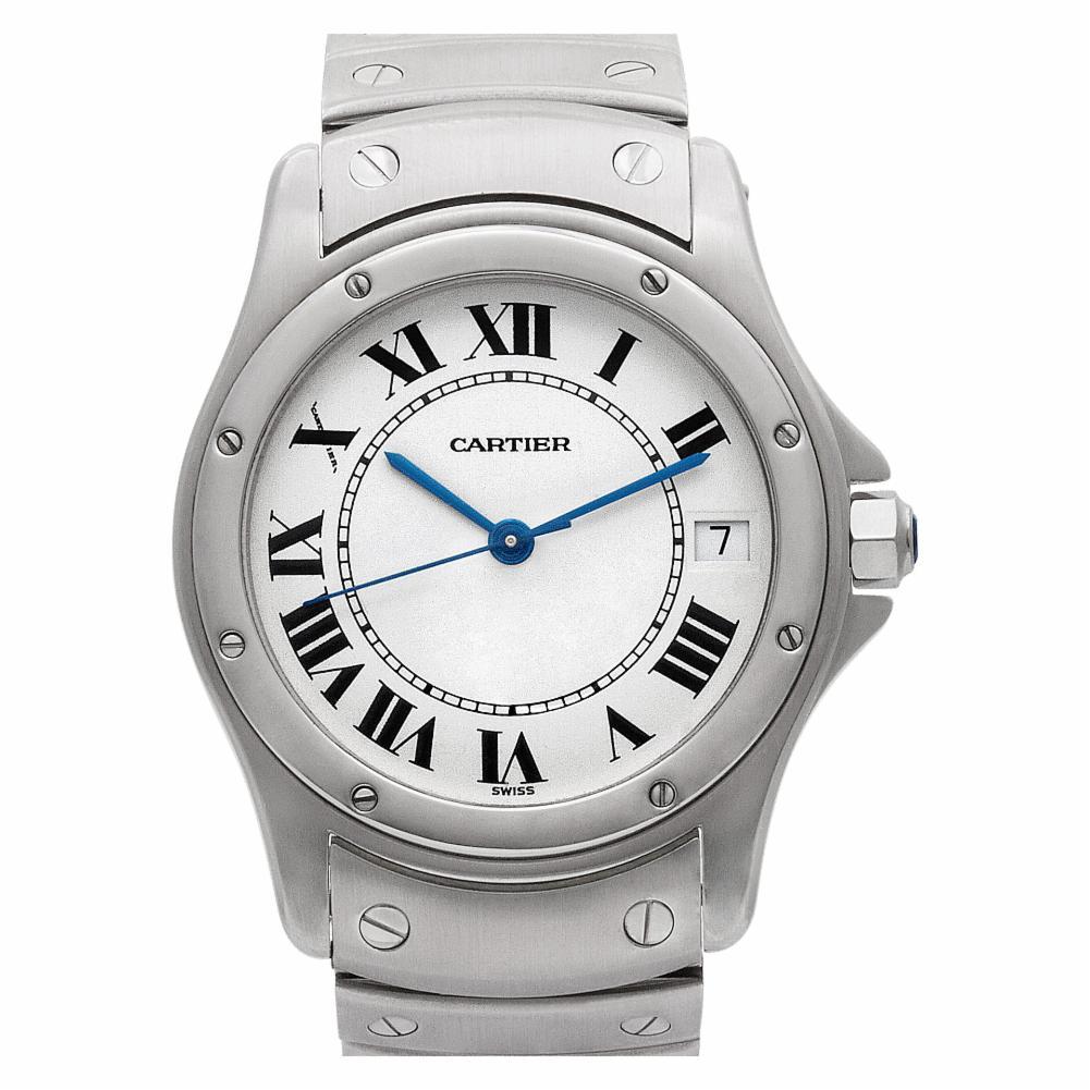 Cartier Santos Reference #: No-ref#. Mens Automatic Self Wind Watch Stainless Steel White 33 MM. Verified and Certified by WatchFacts. 1 year warranty offered by WatchFacts.
