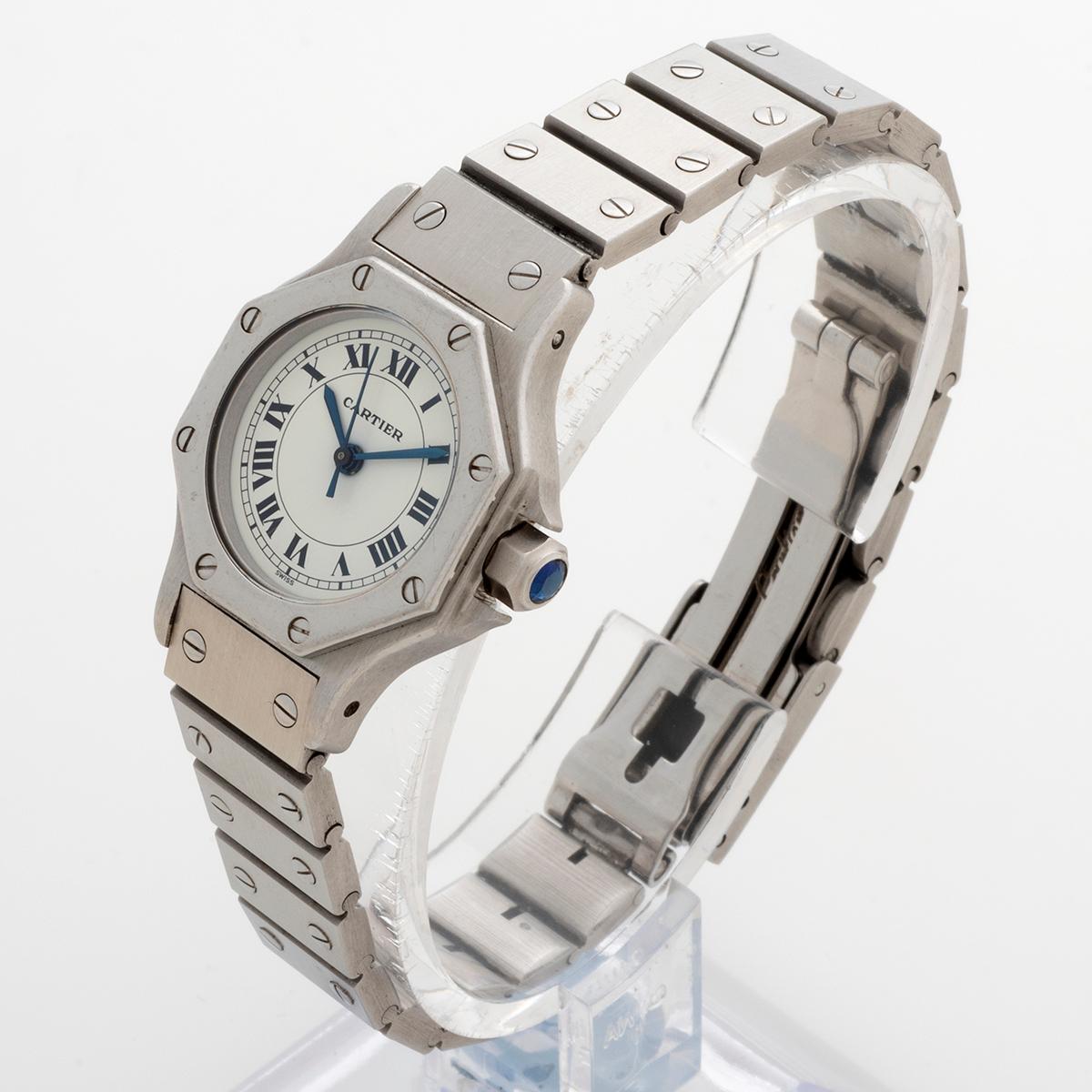 Cartier Santos Octagane 0906, Automatic, 24mm Case, Roman Numerial Dial, c1990 In Good Condition In Canterbury, England