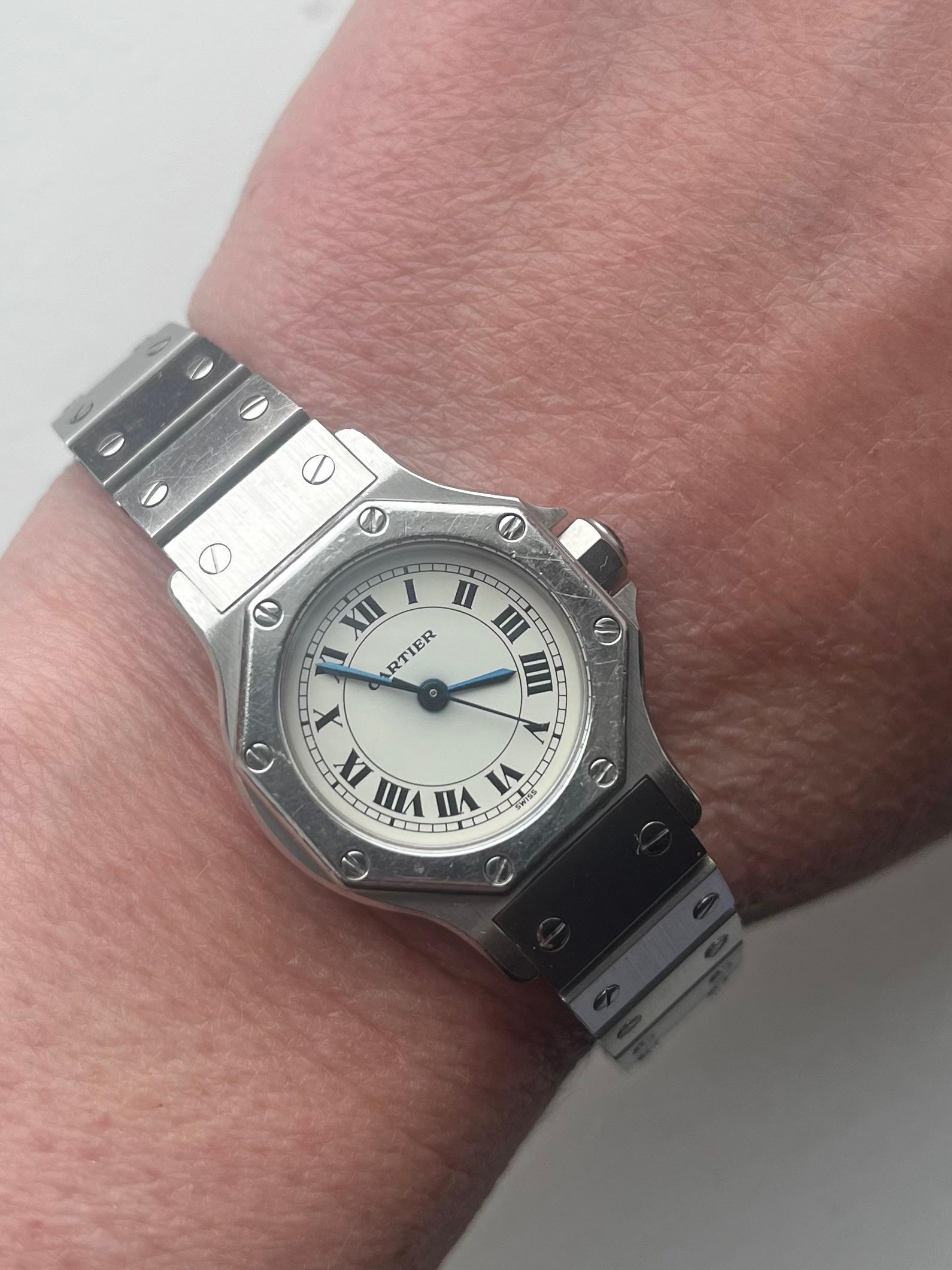 Cartier Santos Octagane 0906, Automatic, 24mm Case, Roman Numerial Dial, c1990 1