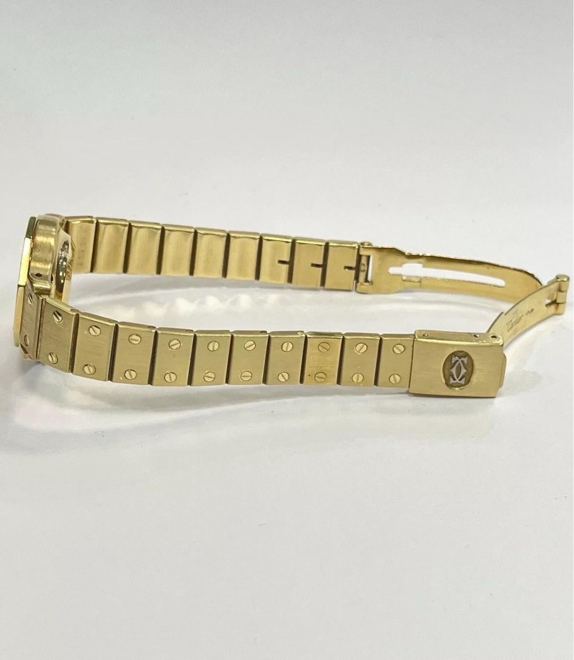 Cartier Santos Octagon 0906 Yellow Gold Automatic White Dial Ladies Watch 25mm For Sale 6