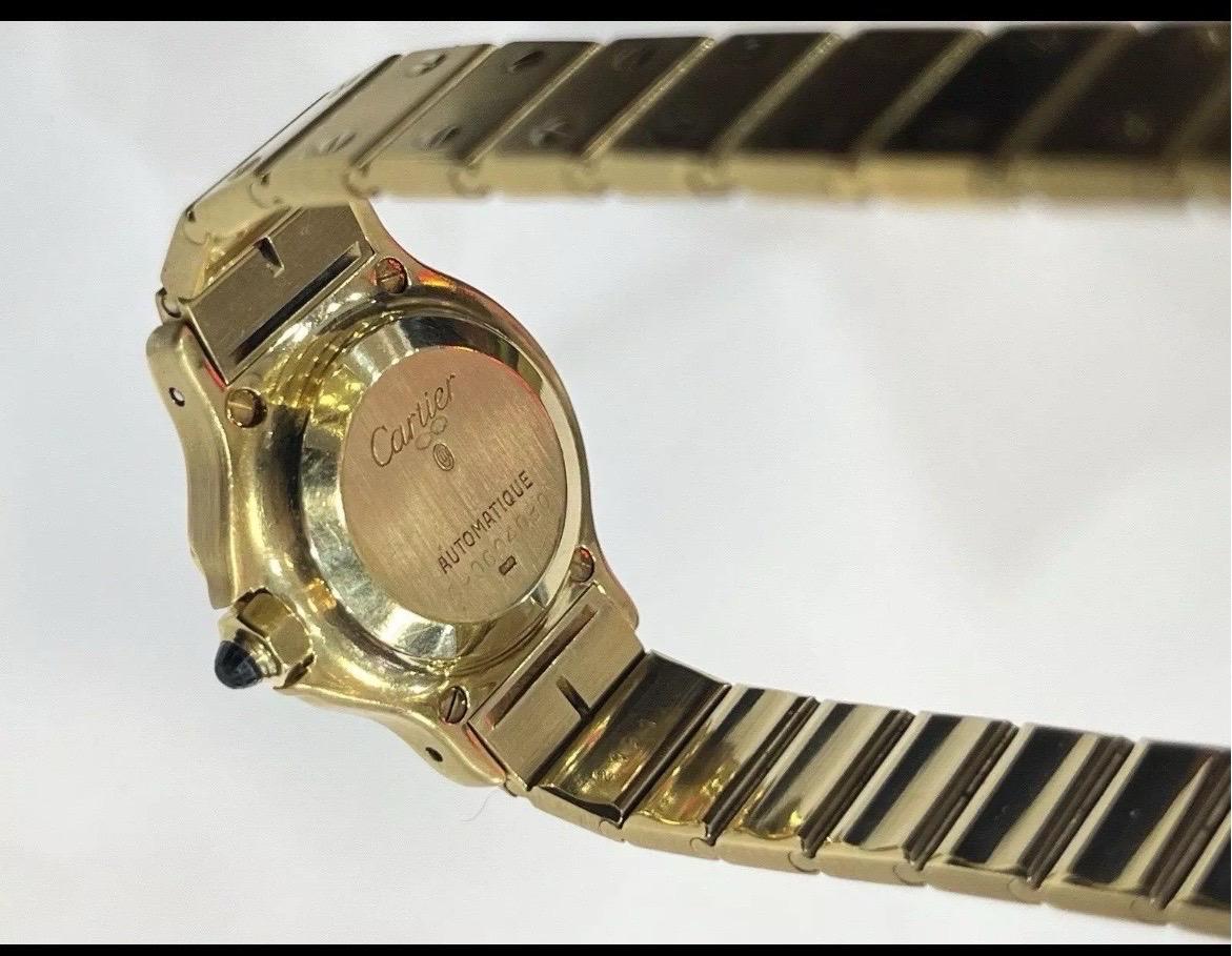 Cartier Santos Octagon 0906 Yellow Gold Automatic White Dial Ladies Watch 25mm For Sale 8