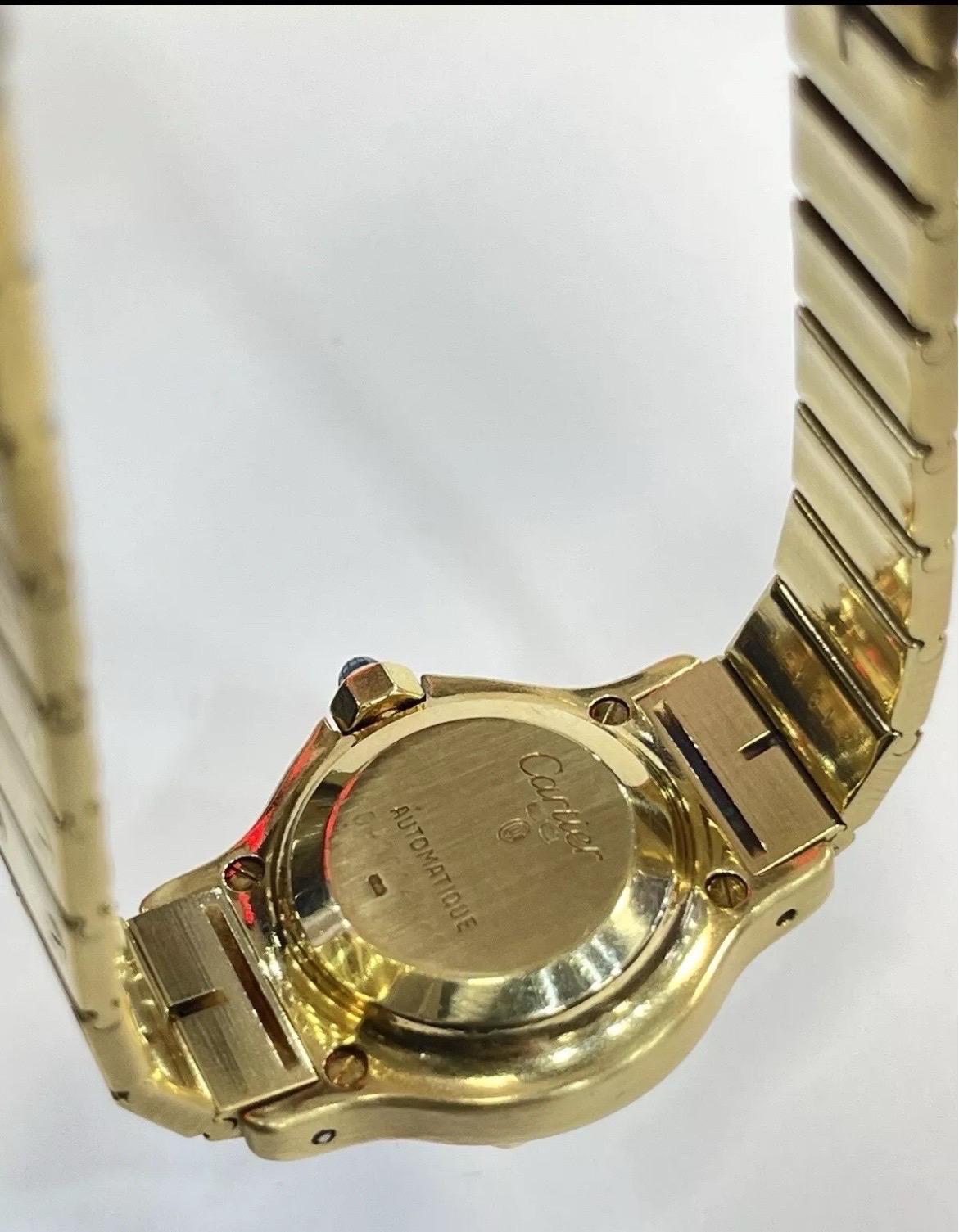 Cartier Santos Octagon 0906 Yellow Gold Automatic White Dial Ladies Watch 25mm For Sale 9