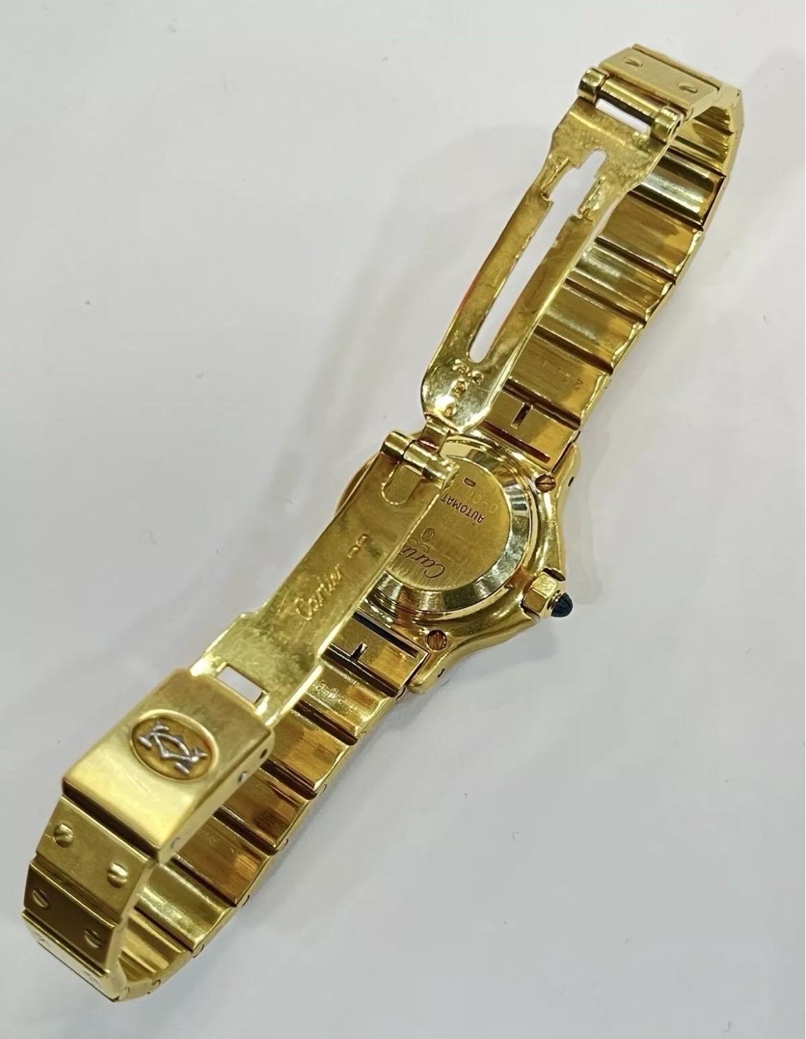 Cartier Santos Octagon 0906 Yellow Gold Automatic White Dial Ladies Watch 25mm For Sale 10