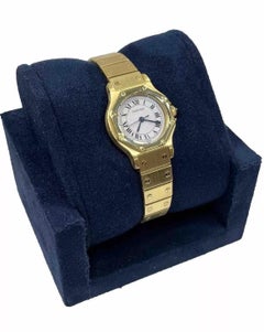 Cartier Santos Octagon 0906 Montre pour femme 25 mm en or jaune avec cadran automatique blanc