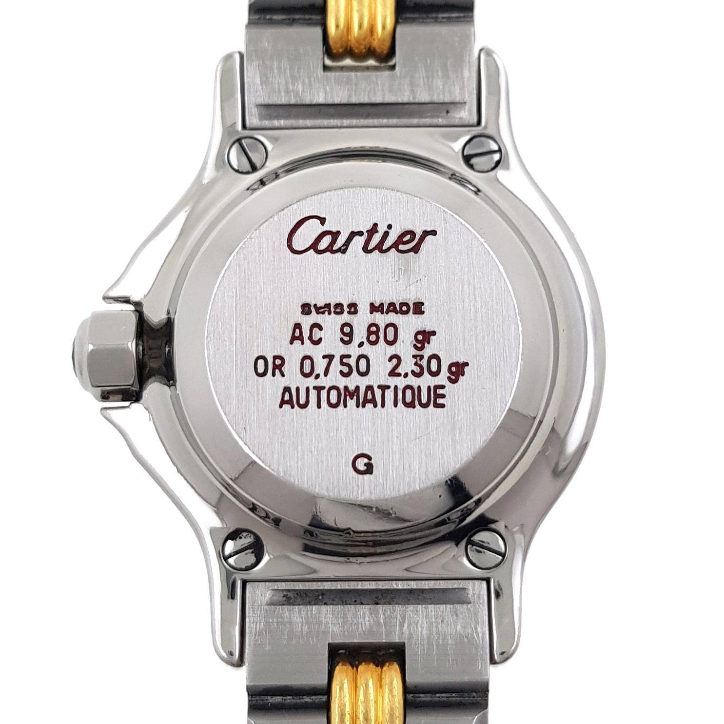 Cartier Santos Octagon 0907 Godron Small SM PM Octogonale 18k Gold and Stainless In Excellent Condition In PARIS, FR