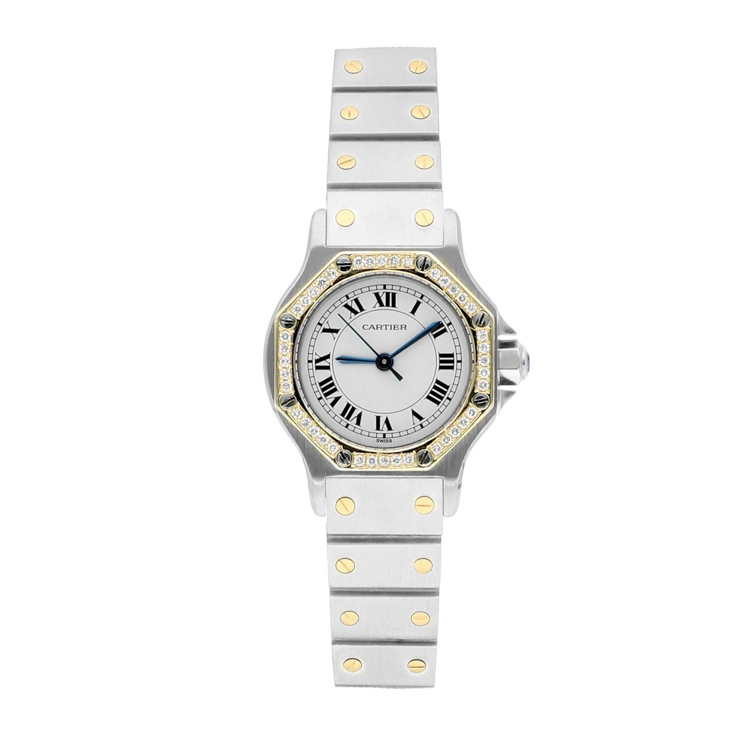 Cartier Santos Octagon 24mm Women's Watch with Diamond Bezel 187903
This watch has been professionally polished, serviced and is in excellent overall condition. There are absolutely no visible scratches or blemishes. Diamonds were custom set, 100%