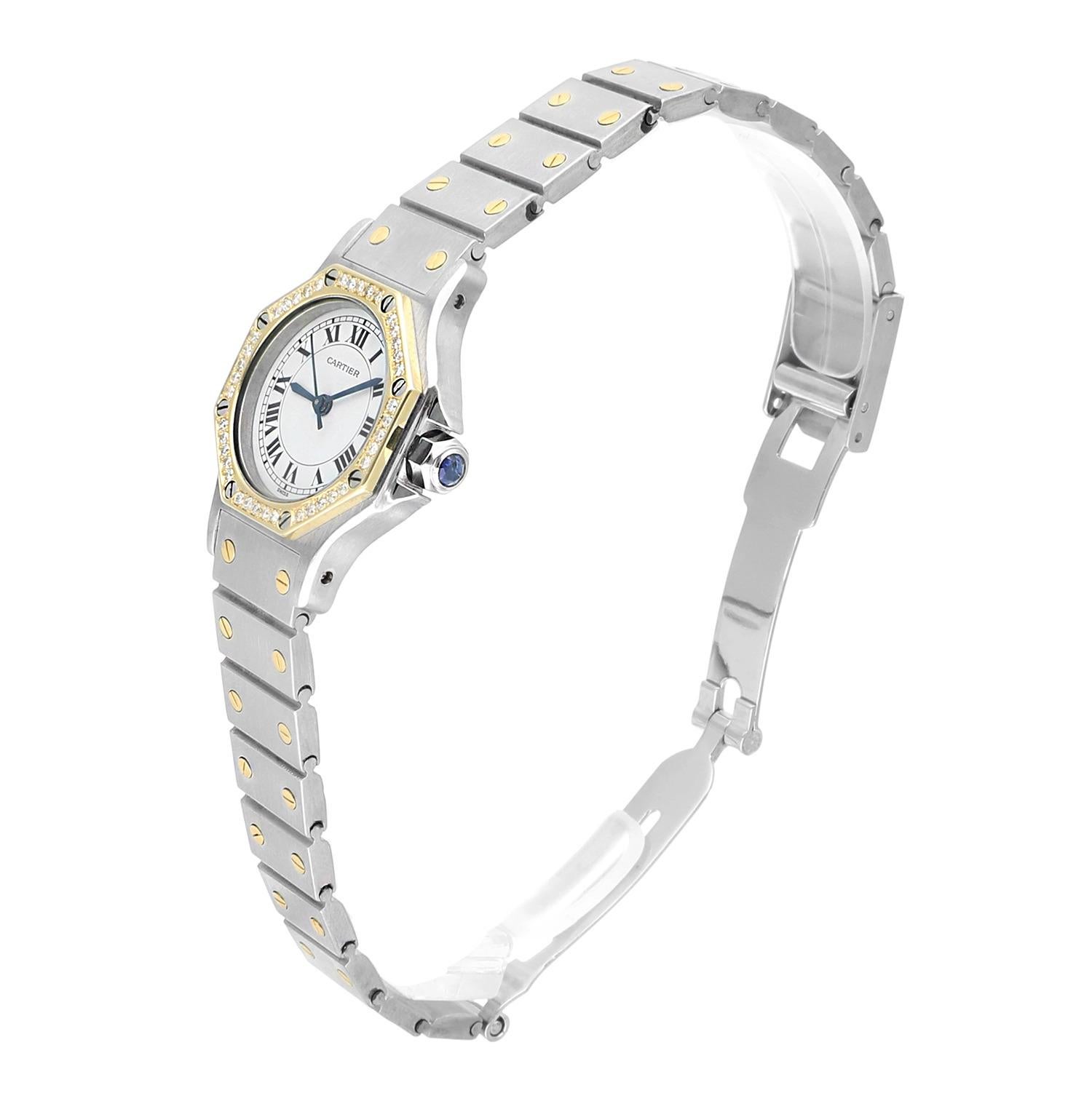 Cartier Santos Octogon 187903 1 Montre pour femme en or jaune et acier inoxydable avec diamants Pour femmes en vente