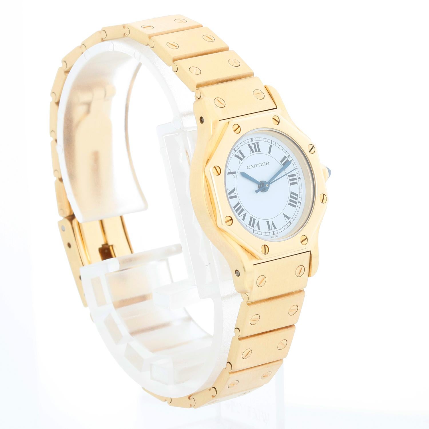 Cartier Santos Octagon 18k Yellow Gold Automatic Watch 0906 In Excellent Condition In Dallas, TX
