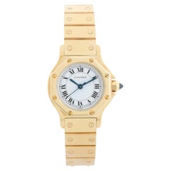 Montre automatique Santos octogonale en or jaune 18 carats Cartier 0906