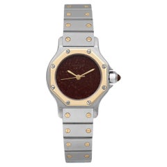 Cartier Santos Octagon 24mm Acciaio Quadrante Borgogna Orologio Automatico Donna 0907