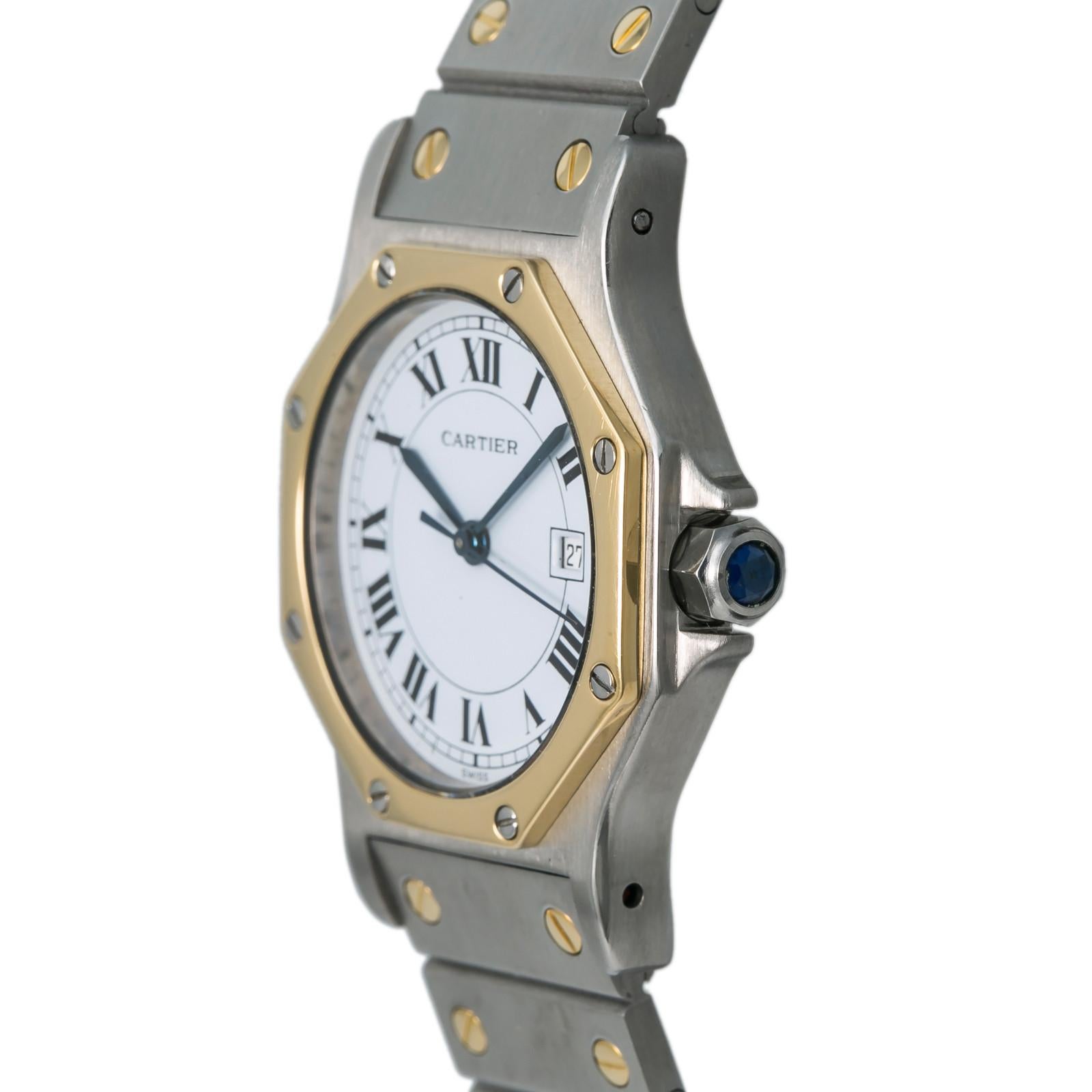 Cartier Santos Octagon 2966, Black Dial, Certified and Warranty at 1stDibs