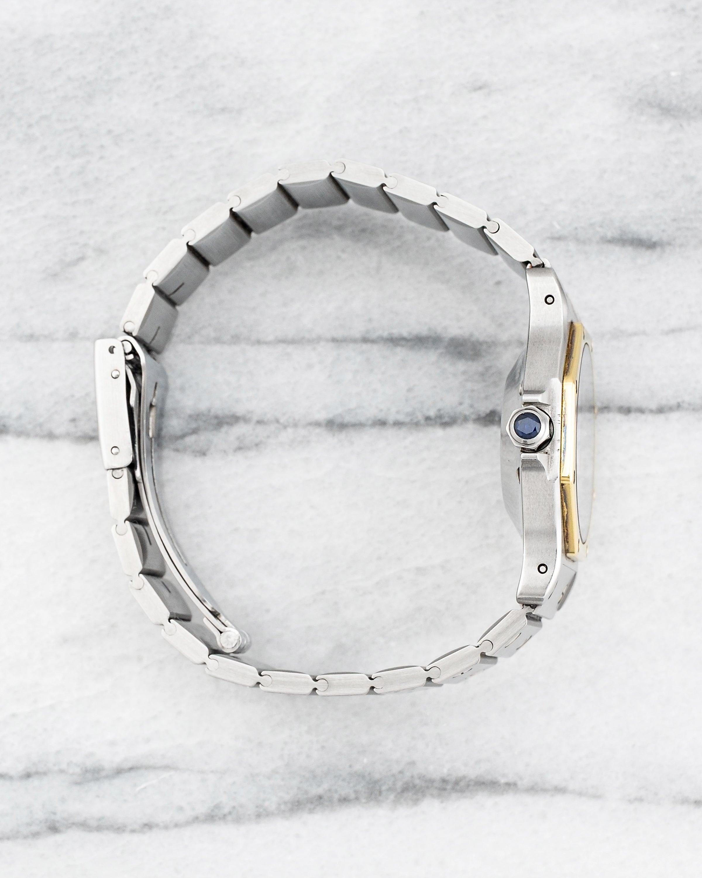 Cartier Santos Octagon 2966 Weißes römisches Zifferblatt Uhr in Stahl & 18K Gelbgold für Damen oder Herren im Angebot