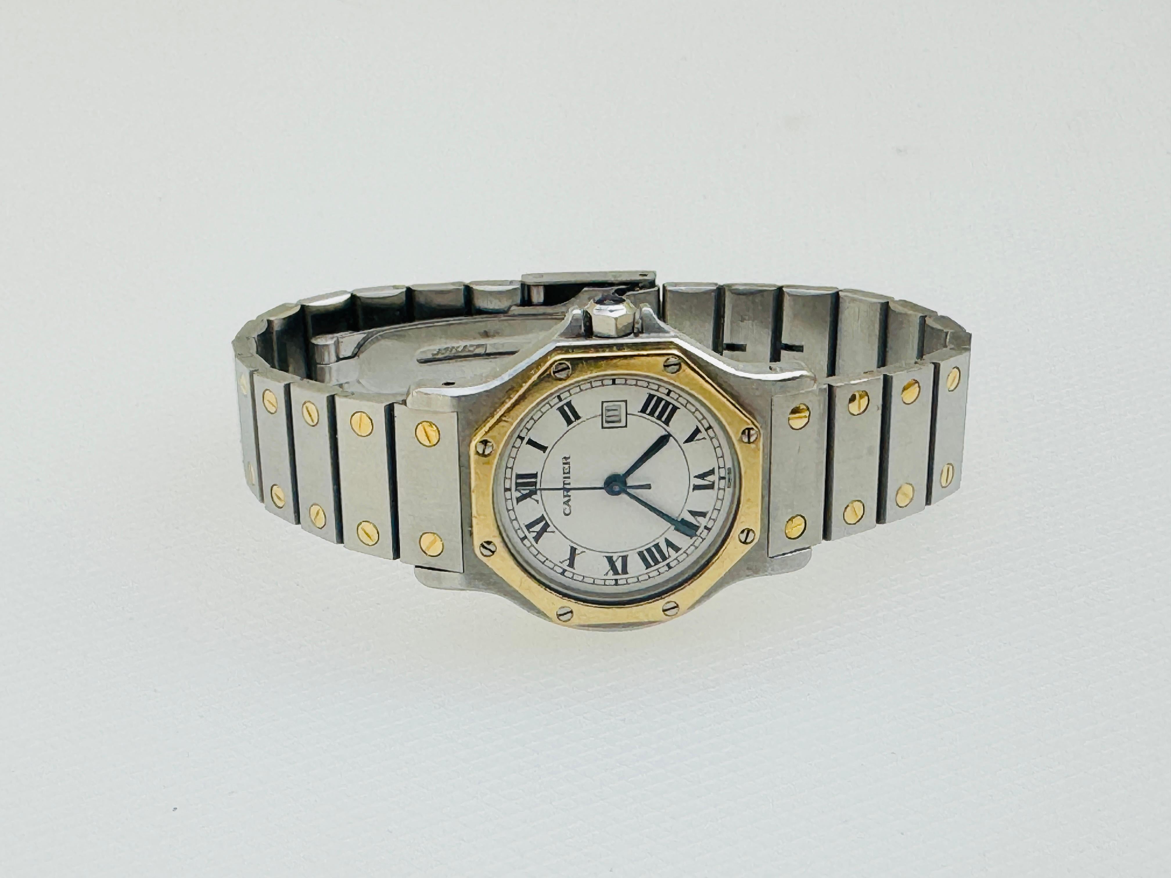 Cartier Santos Octogon 29662 Montre en or/acier boîte en vente 11