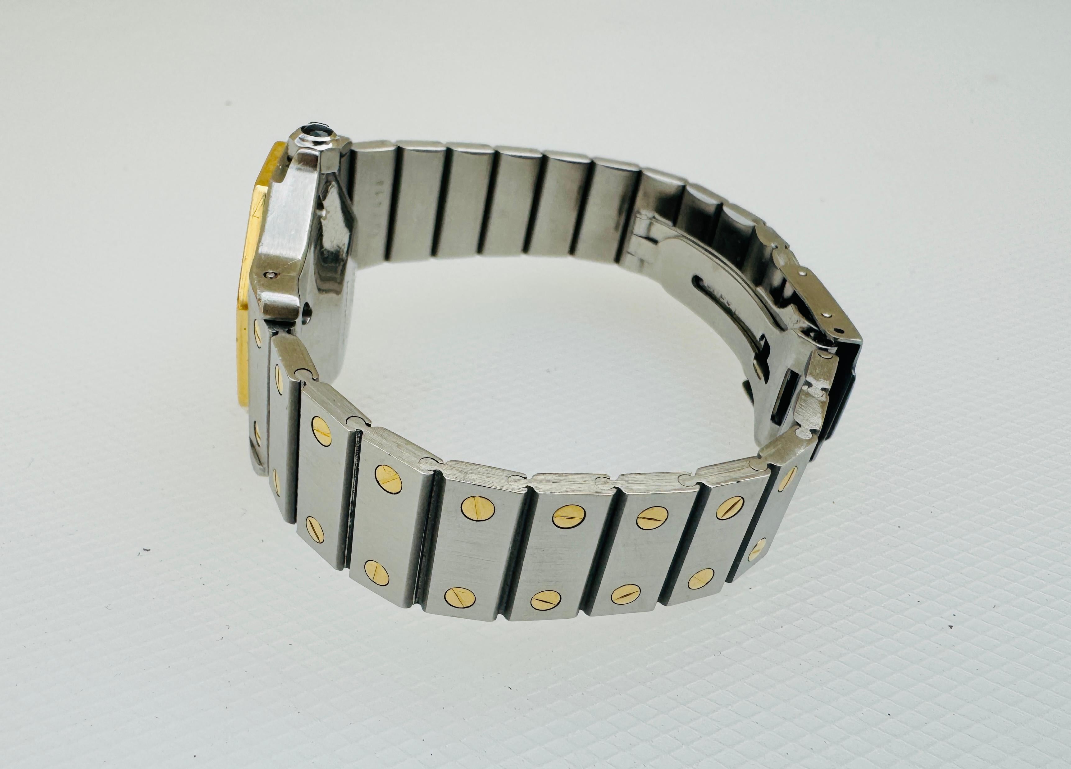 Cartier Santos Achteckige 29662 Gold-/Steel-Uhr Santos mit Schachtel 12